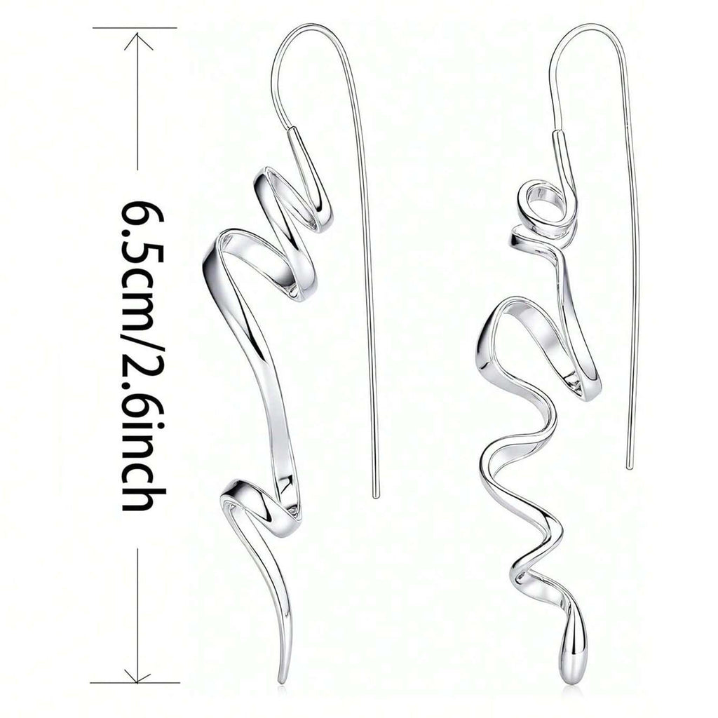 1 Pair Women’s Vintage Abstract Earrings – Floating Accents & Curved Details, Artistic Retro Jewelry Ideal for Brunch Dates & Weekend Getaways