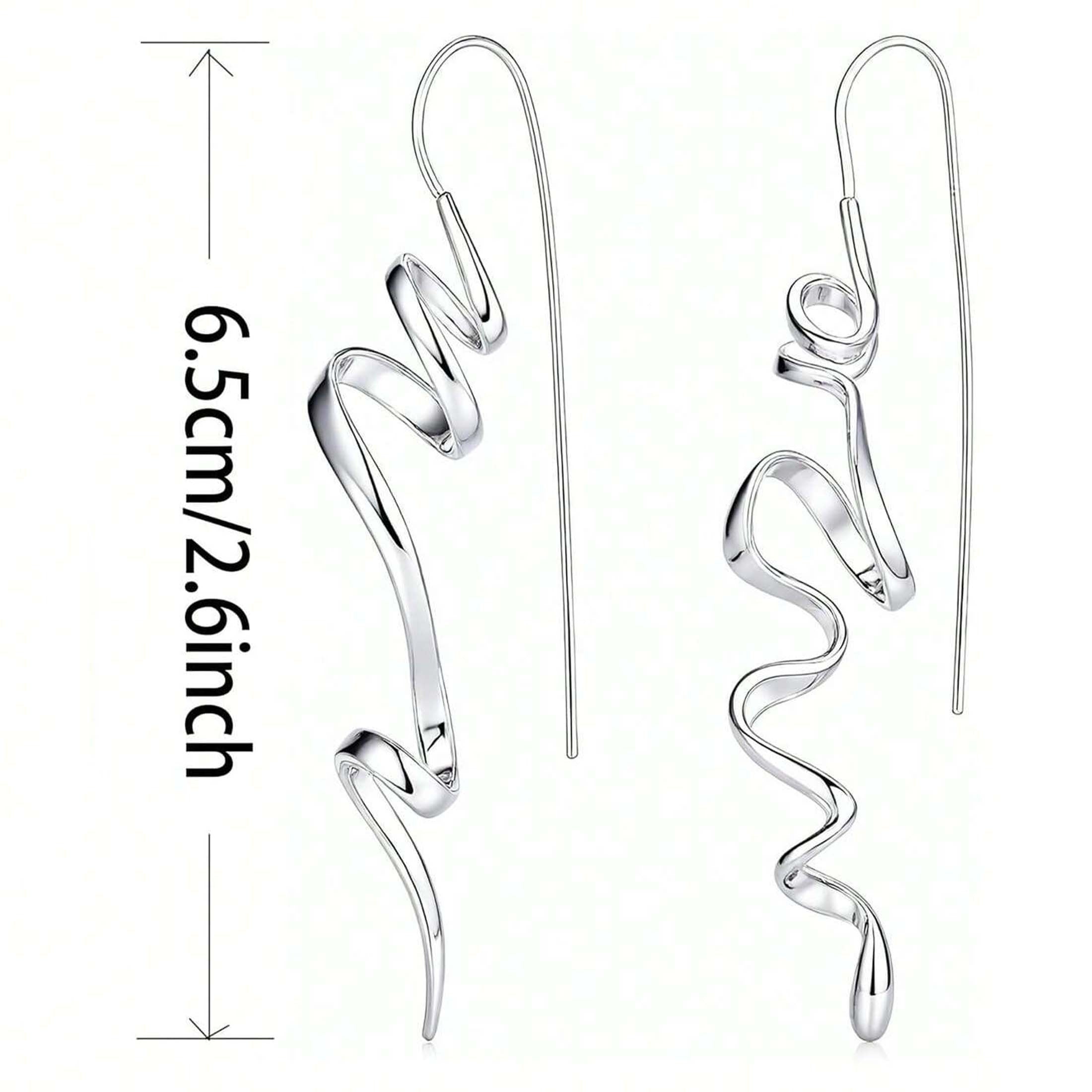 1 Pair Women’s Vintage Abstract Earrings – Floating Accents & Curved Details, Artistic Retro Jewelry Ideal for Brunch Dates & Weekend Getaways