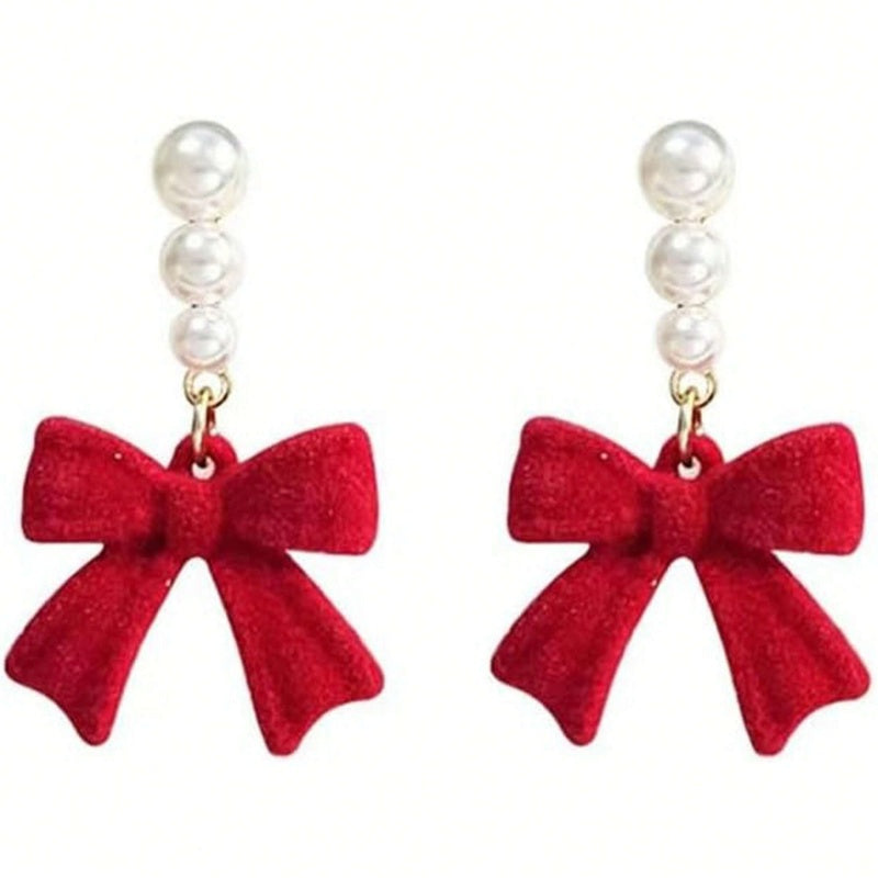 1 Pair Classic Pearl Bow Earrings, Elegant Bow Pearl Ear Jewelry, Versatile Fashion Accessories Suitable for Daily, Date, Wedding and All Kinds of Occasions