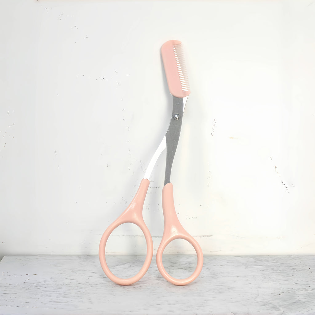 1 Piece Eyebrow Scissors with Built-in Comb, Professional Precision Eyebrow Trimming Shears with Safety Protective Cover, Sharp Blades & Comfort Grip Handle, Portable Manual Beauty Tool for Home & Travel, Perfect Beauty Gift