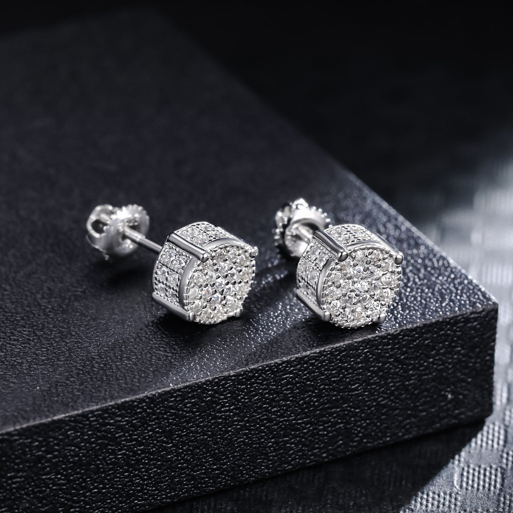 Unisex Retro Four Prong Round Ear Studs, Minimal Classic Design Earrings, Perfect Jewelry Gift for Birthday, Wedding Anniversary and Holidays, Great Present for Friends, Partners & Family