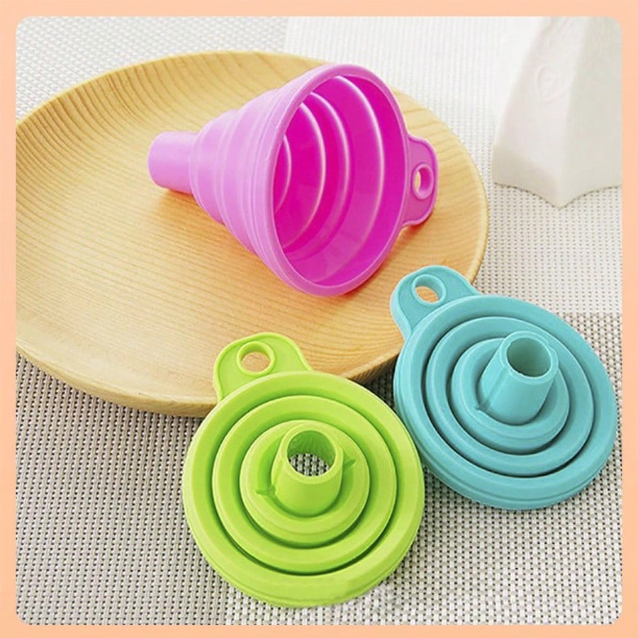 3Pcs Mini Foldable Silicone Funnel, Multipurpose Kitchen Funnel for Liquid, Water and Oil Transfer, Practical Kitchen Gadget Accessory, Must-Have Tool for Apartments, College Dorms and Back to School Prep