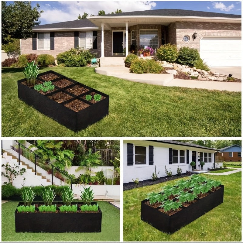 Thickened Breathable Woven Plant Grow Bags / Tool-Free Assembly Raised Garden Beds, specially designed for vegetables, flowers and herbs. Featuring water-permeable and air-permeable properties to boost healthy root growth, they are portable and folda