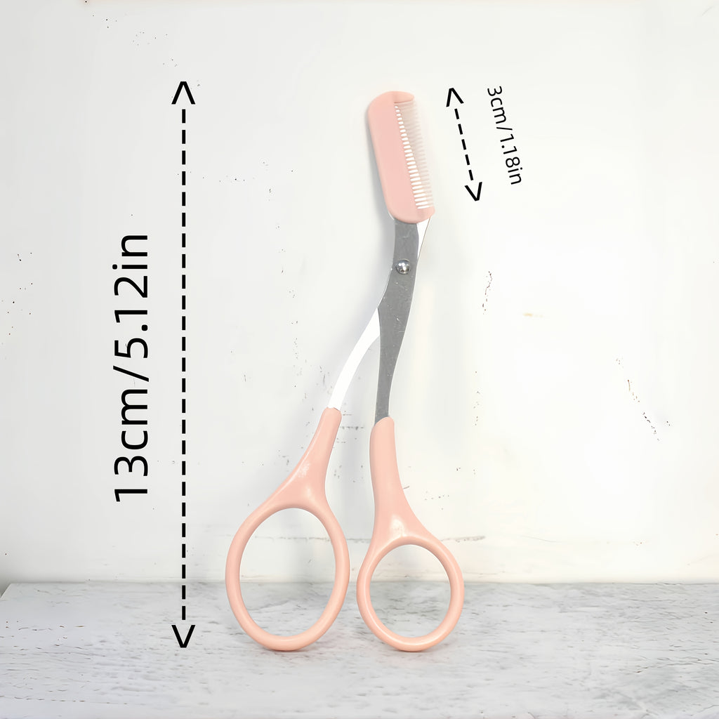 1 Piece Eyebrow Scissors with Built-in Comb, Professional Precision Eyebrow Trimming Shears with Safety Protective Cover, Sharp Blades & Comfort Grip Handle, Portable Manual Beauty Tool for Home & Travel, Perfect Beauty Gift