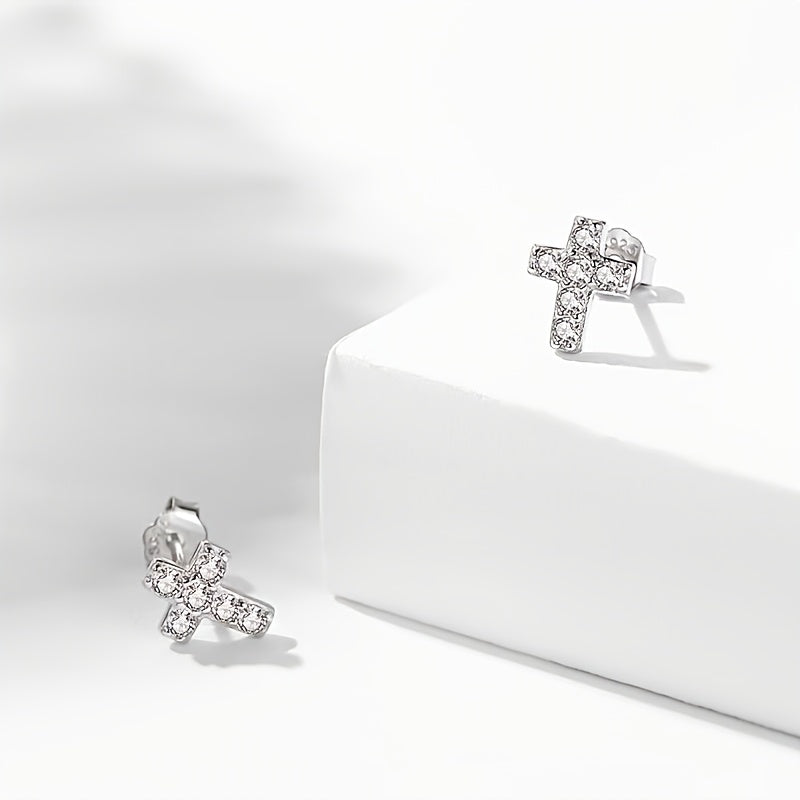 1 Pair Sparkling Rhinestone Stud Earrings, Shiny Crystal Ear Jewelry, Elegant Accessories for Daily Wear, Party, Dating and Banquet