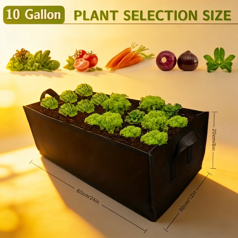 Thickened Breathable Woven Plant Grow Bags / Tool-Free Assembly Raised Garden Beds, specially designed for vegetables, flowers and herbs. Featuring water-permeable and air-permeable properties to boost healthy root growth, they are portable and folda