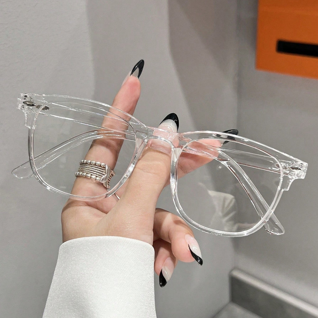 1 Pair Women’s Stylish Geometric White Frame Neutral Glasses – Classic Minimalist Design with Transparent Lenses, Ideal for Daily Reading, Gaming, TV Viewing & Versatile Fashion Accessory