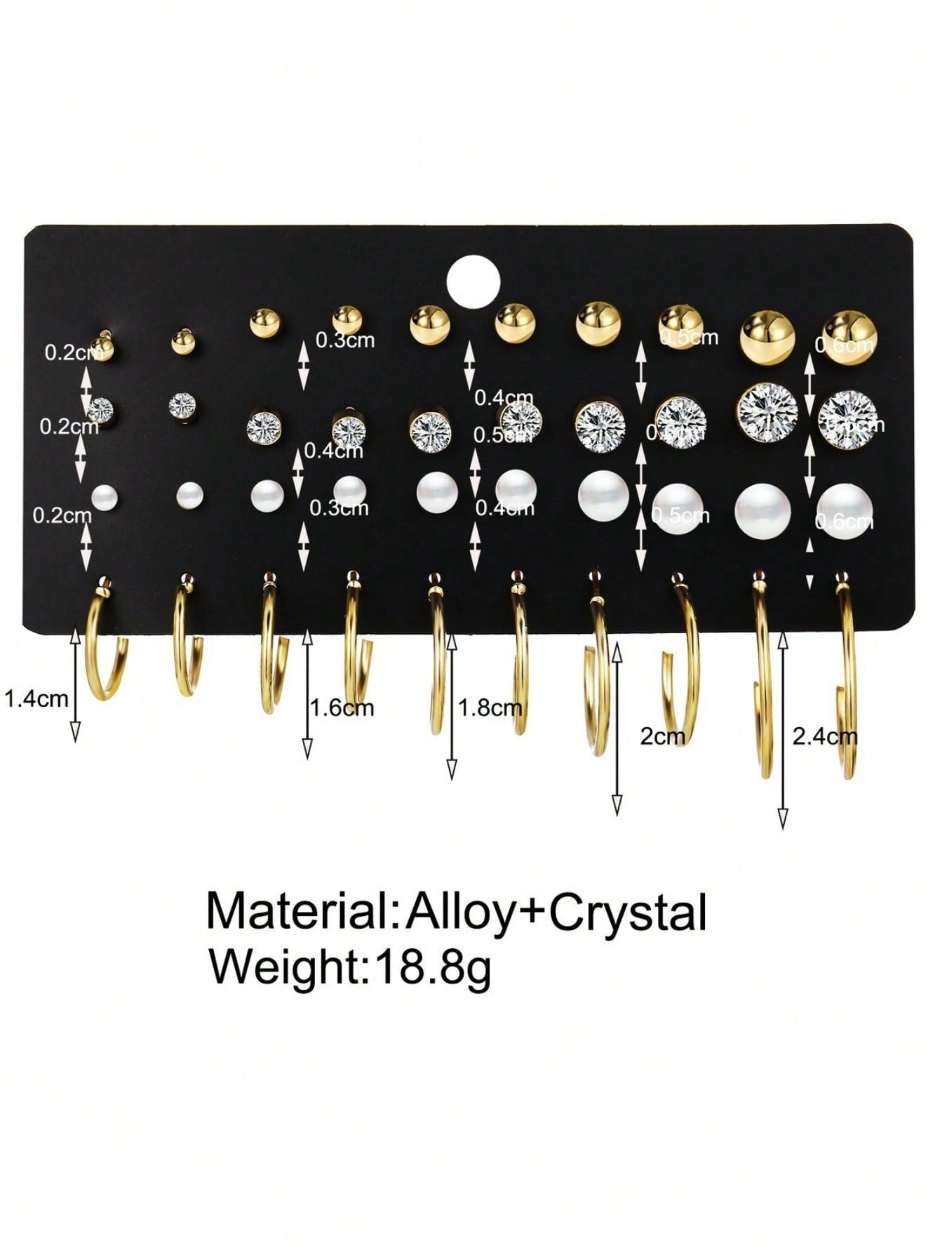 20 Pairs Gold Tone Stud And Hoop Earrings Set For Women, Assorted Sizes And Styles Including Ball Studs, Cubic Zirconia Earrings, Faux Pearl Studs, And Classic Hoop Earrings, Versatile Jewelry Collection For Everyday Wear, Parties, Weddings, And Special O