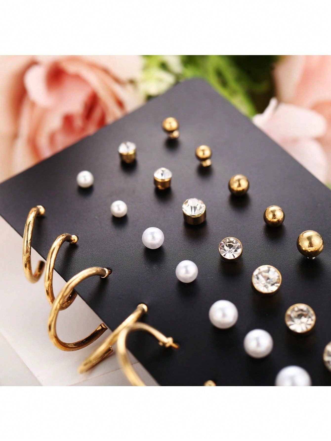 20 Pairs Gold Tone Stud And Hoop Earrings Set For Women, Assorted Sizes And Styles Including Ball Studs, Cubic Zirconia Earrings, Faux Pearl Studs, And Classic Hoop Earrings, Versatile Jewelry Collection For Everyday Wear, Parties, Weddings, And Special O