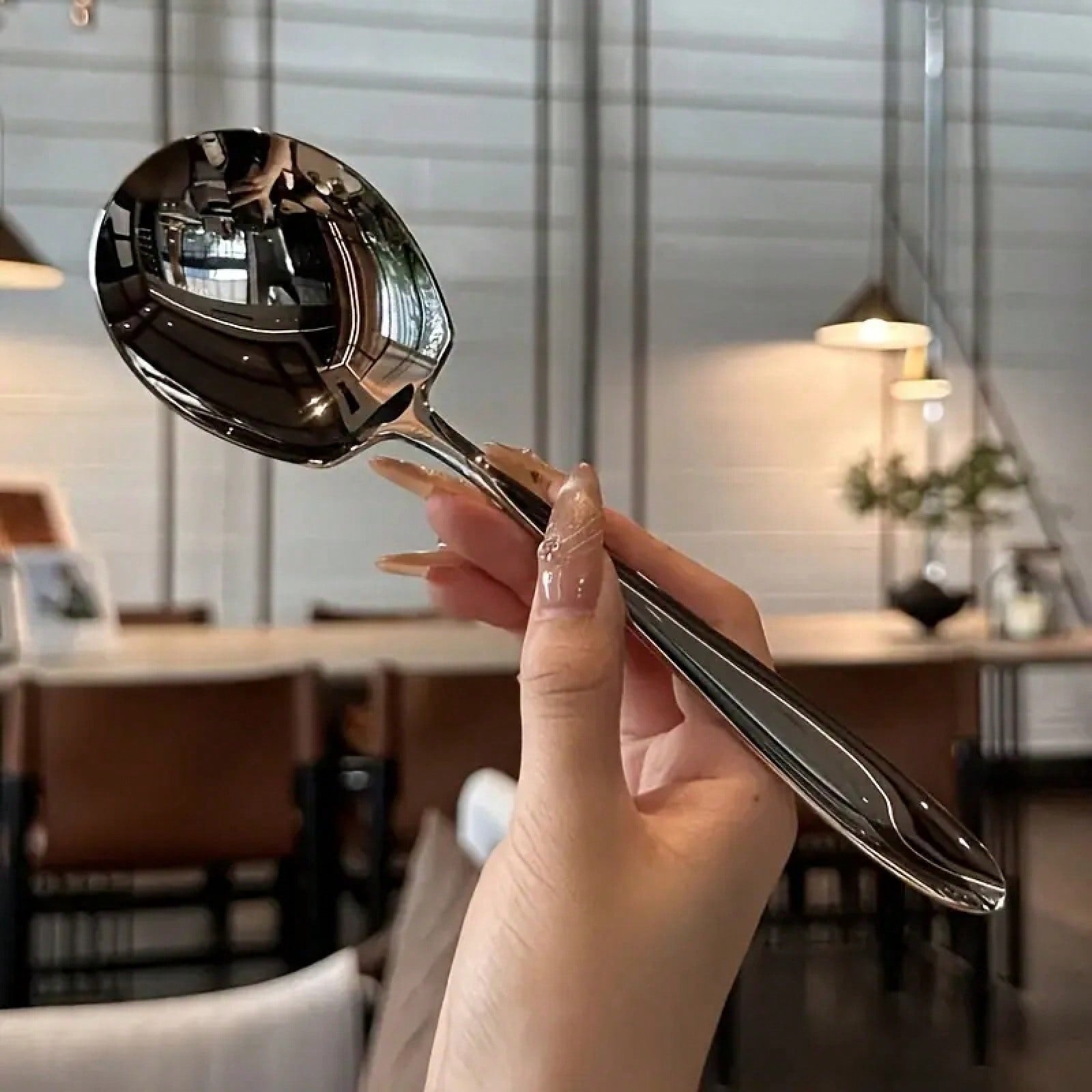 Thickened Stainless Steel Long Handle Serving Spoon Multipurpose For Soup Pasta Salad Buffet Dining