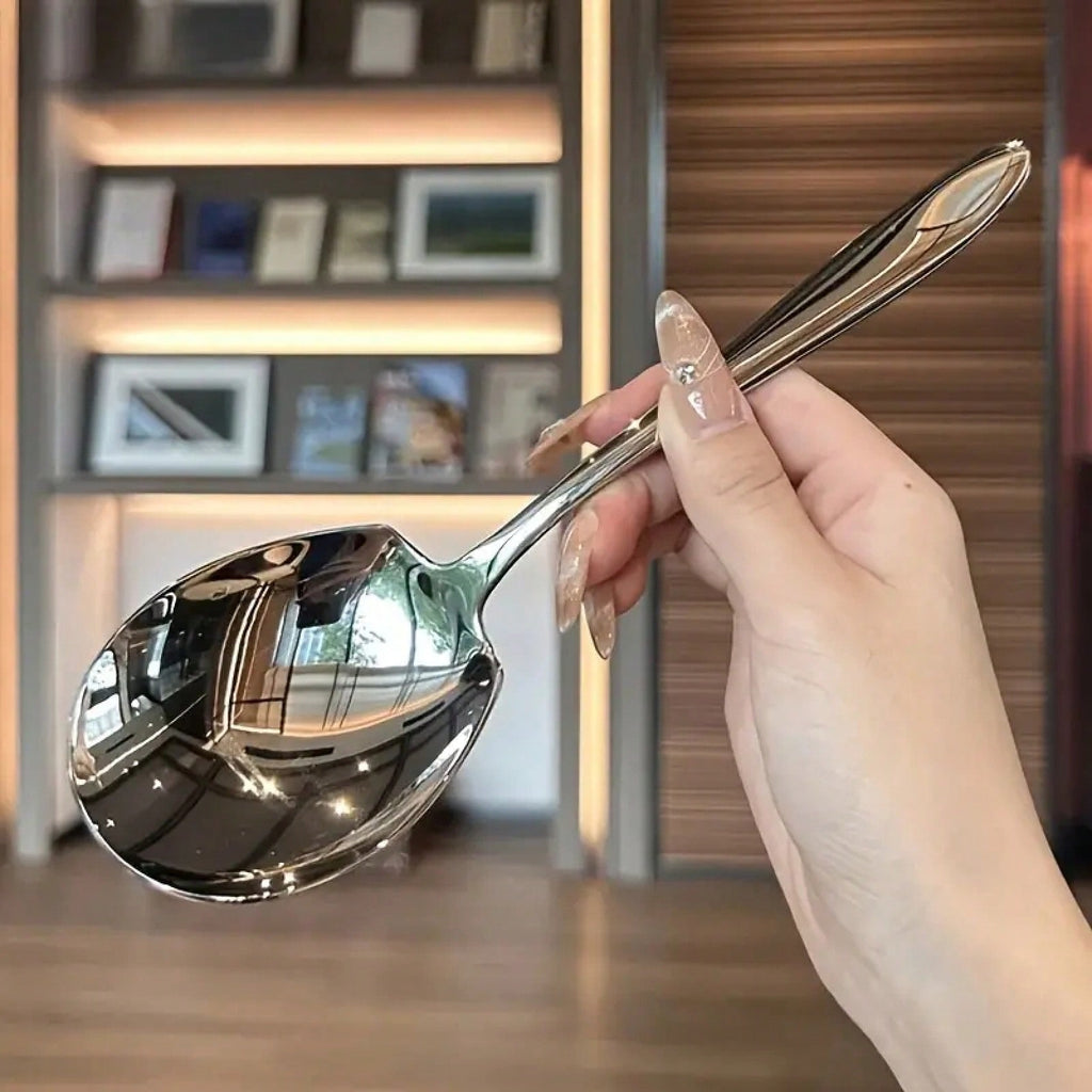 Thickened Stainless Steel Long Handle Serving Spoon Multipurpose For Soup Pasta Salad Buffet Dining