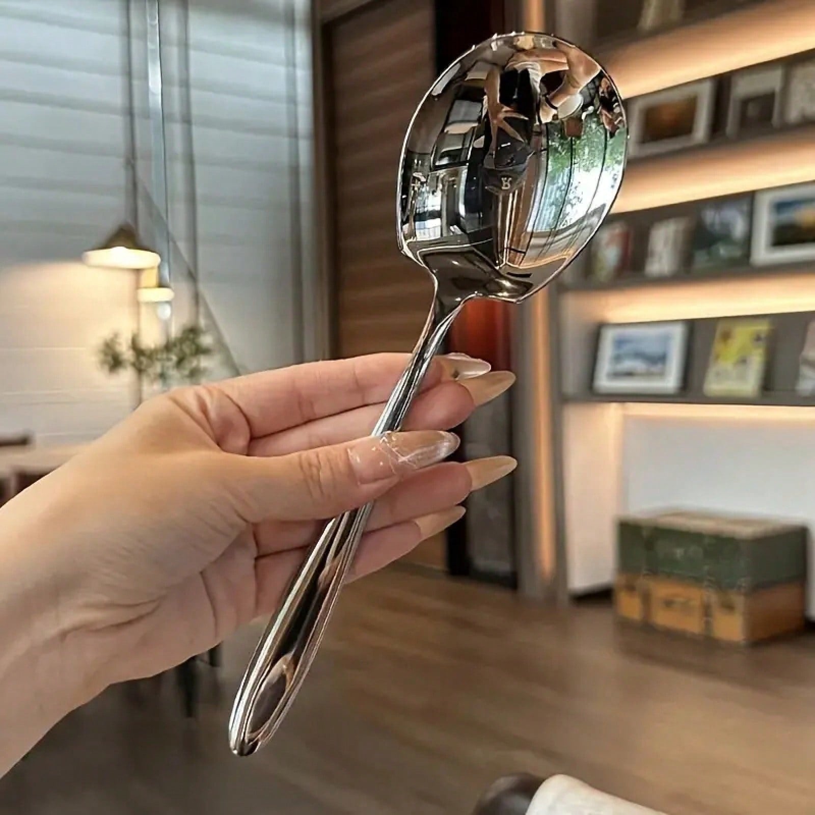 Thickened Stainless Steel Long Handle Serving Spoon Multipurpose For Soup Pasta Salad Buffet Dining