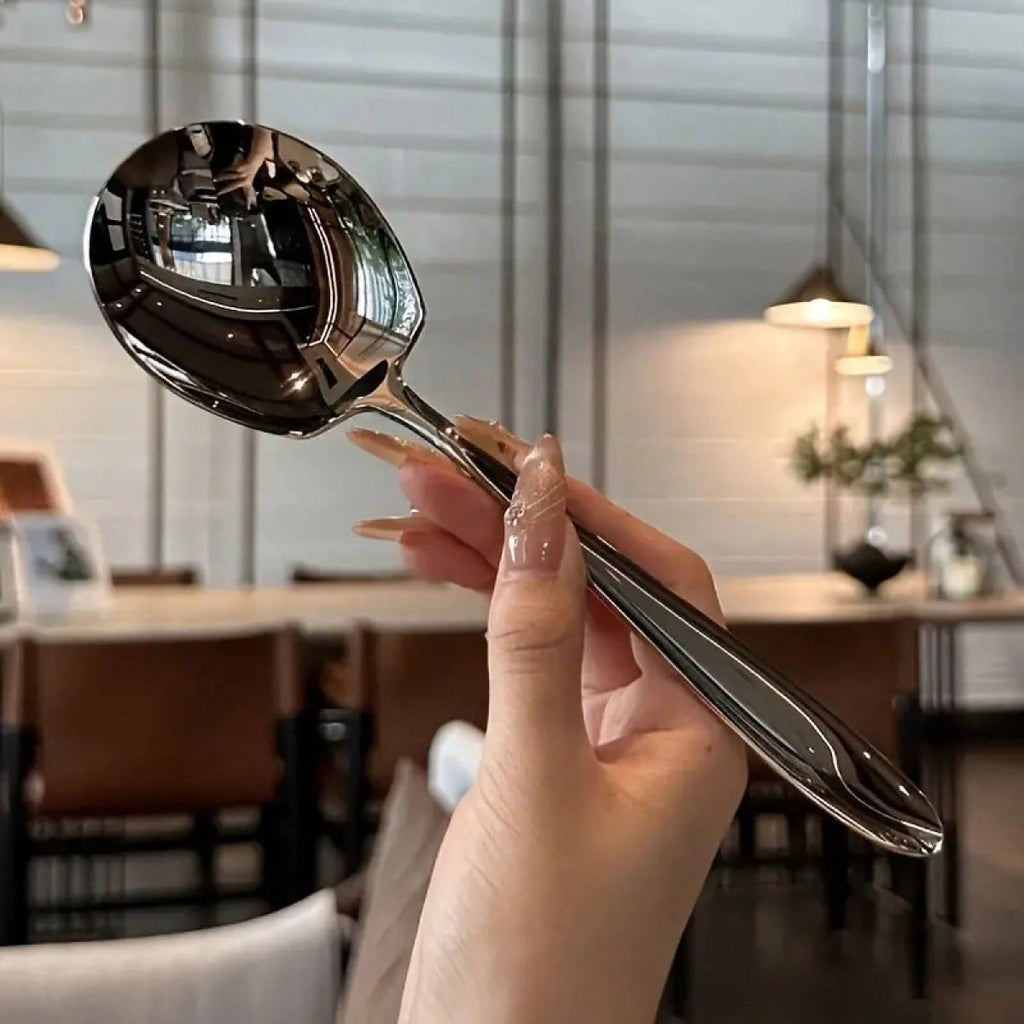 Thickened Stainless Steel Long Handle Serving Spoon Multipurpose For Soup Pasta Salad Buffet Dining