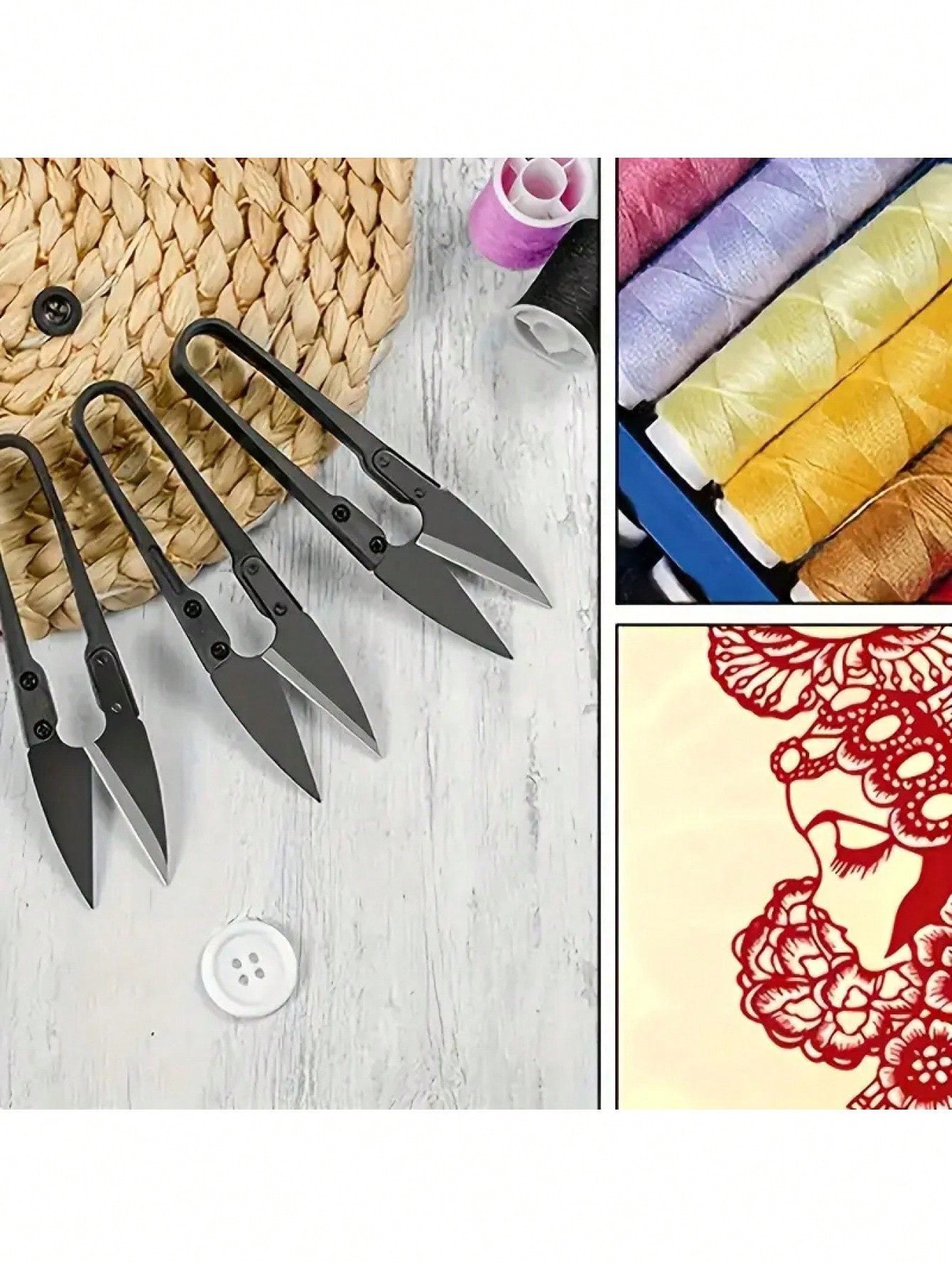 1pc High-Quality Black Carbon Steel Small Scissors, U-Shaped Spring Yarn Cutters, Thread Cutters For Sewing, Household Needle And Thread Tools, Mini Garden Pruners For Bud And Leaf Trimming, Perfect For DIY, Crafting, And Plant Care