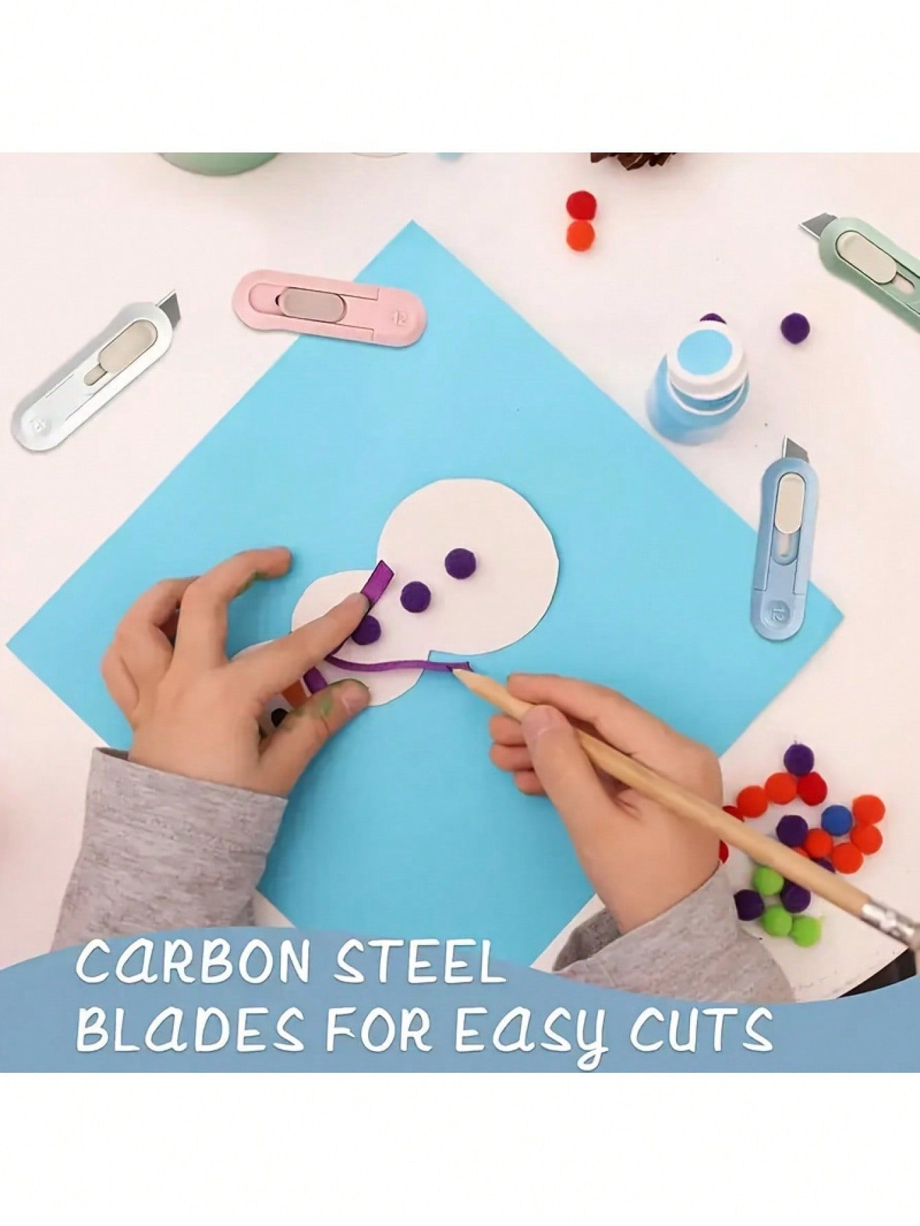 1pc e Mini Art Knife With SK5 Blade: Offers Precision Cutting For Crafting, Scrapbooking, DIY Projects, And Delicate Paper Cutting, Features Automatic Rebound For Safety And Front-End Self-Locking For Stability, Compact And Lightweight For Easy Ca