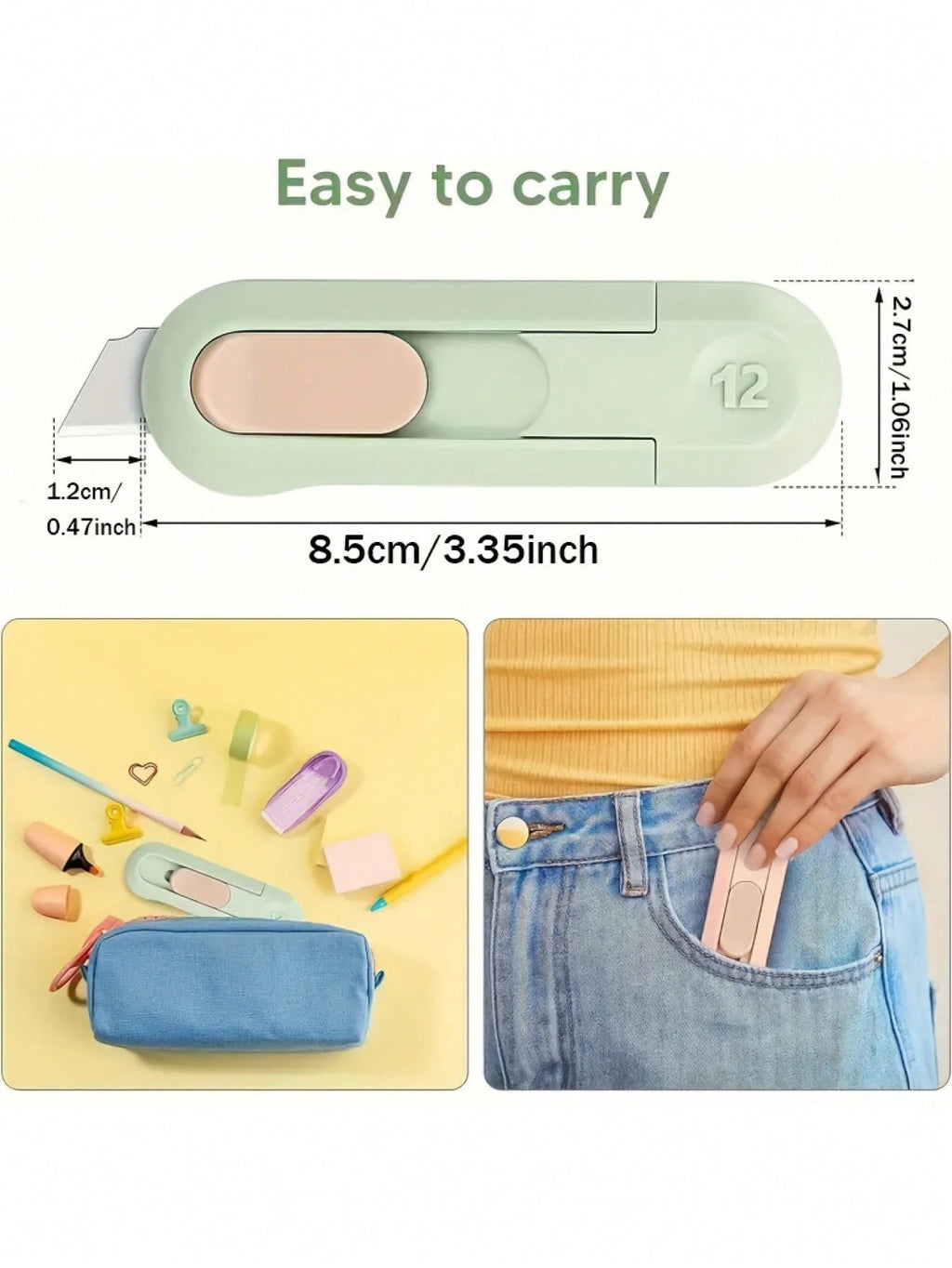 1pc e Mini Art Knife With SK5 Blade: Offers Precision Cutting For Crafting, Scrapbooking, DIY Projects, And Delicate Paper Cutting, Features Automatic Rebound For Safety And Front-End Self-Locking For Stability, Compact And Lightweight For Easy Ca