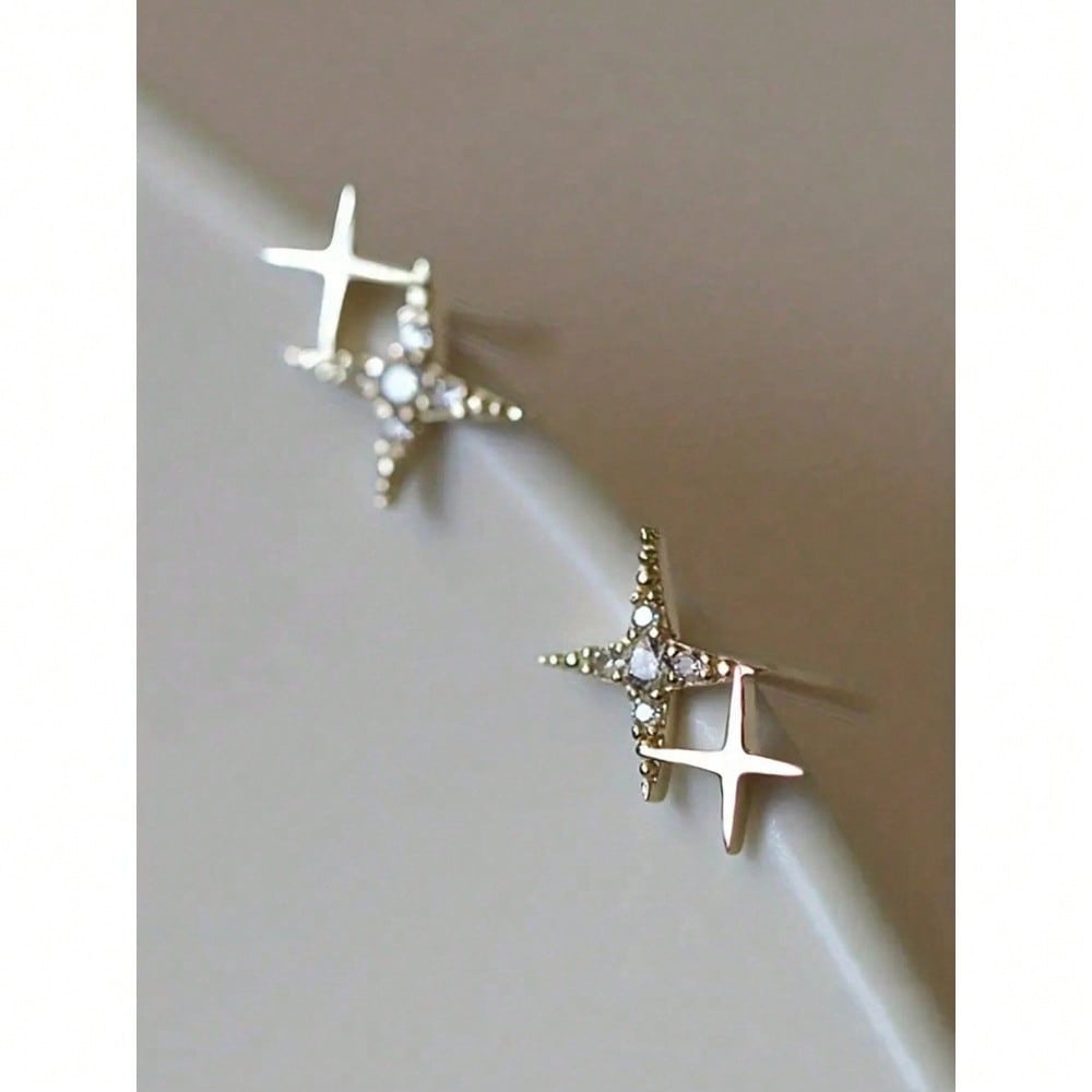 Dainty Gold Star Stud Earrings For Women – Sparkling & Elegant With Pave Cubic Zirconia For Everyday Glamour – Hypoallergenic & Exceptionally Comfortable For Sensitive Ears – Perfect For Teens, Girls, Birthday Celebrations, Graduation Gifts, Adding Shine