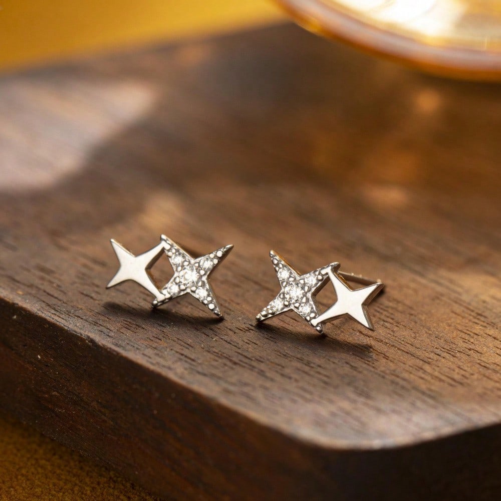 Dainty Gold Star Stud Earrings For Women – Sparkling & Elegant With Pave Cubic Zirconia For Everyday Glamour – Hypoallergenic & Exceptionally Comfortable For Sensitive Ears – Perfect For Teens, Girls, Birthday Celebrations, Graduation Gifts, Adding Shine