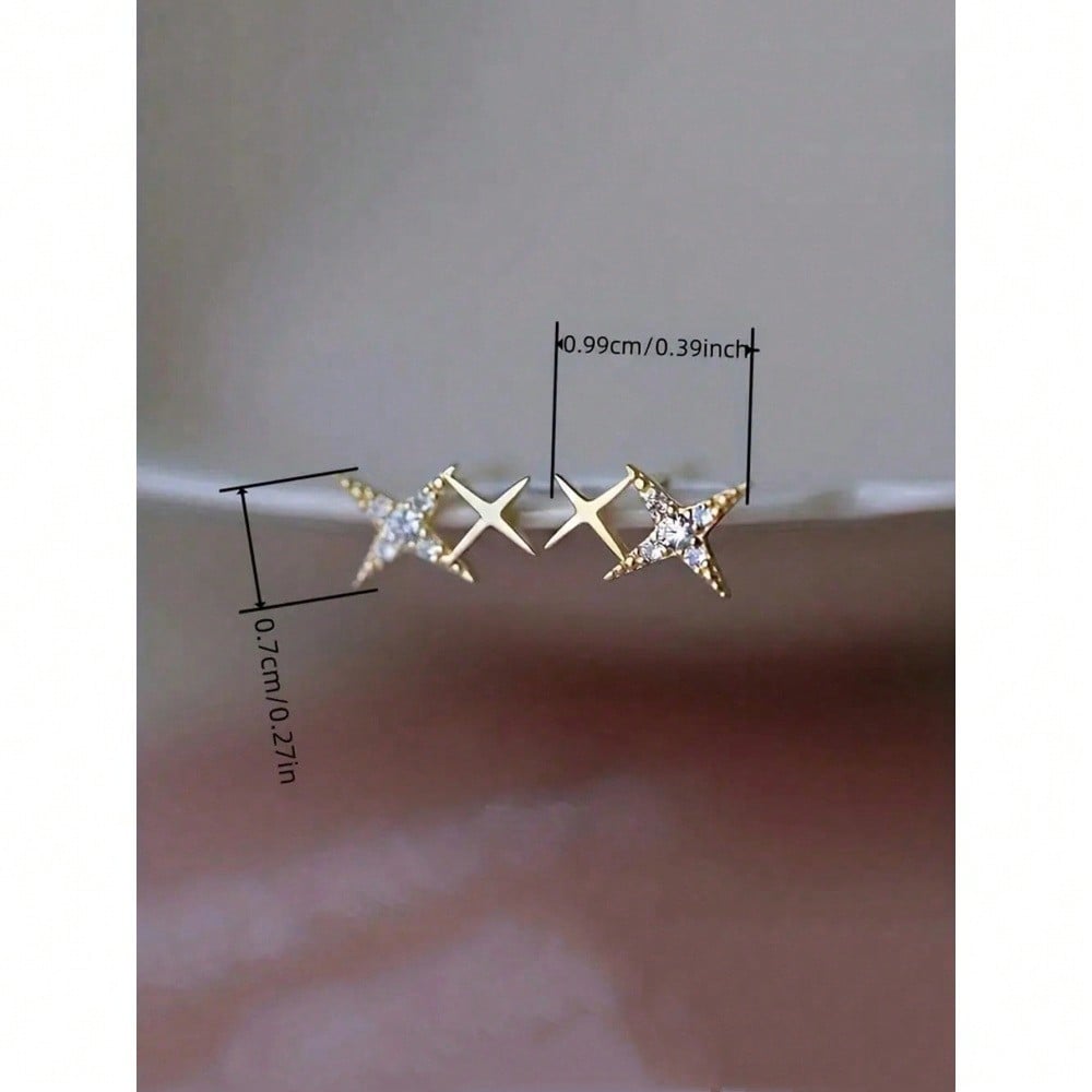 Dainty Gold Star Stud Earrings For Women – Sparkling & Elegant With Pave Cubic Zirconia For Everyday Glamour – Hypoallergenic & Exceptionally Comfortable For Sensitive Ears – Perfect For Teens, Girls, Birthday Celebrations, Graduation Gifts, Adding Shine