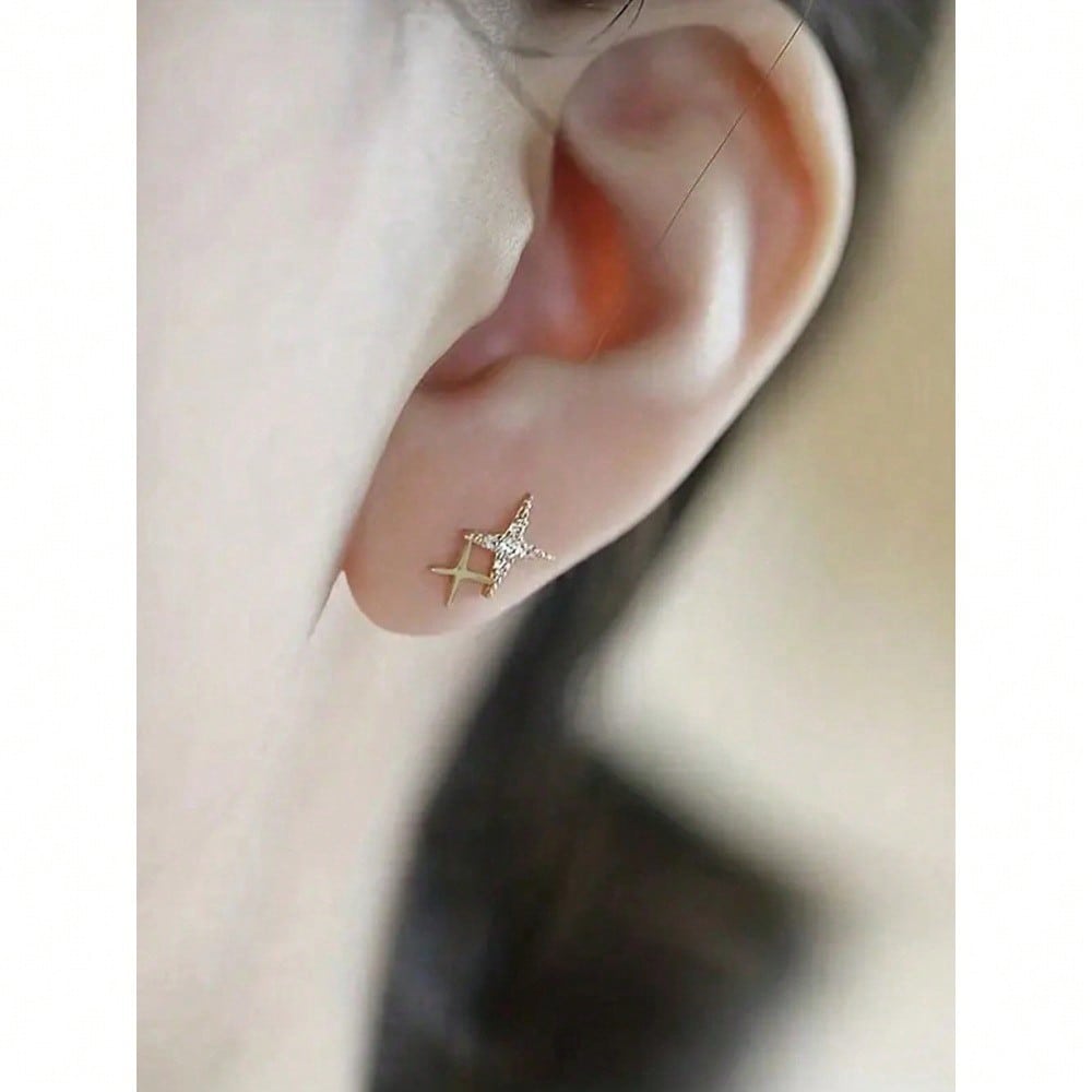 Dainty Gold Star Stud Earrings For Women – Sparkling & Elegant With Pave Cubic Zirconia For Everyday Glamour – Hypoallergenic & Exceptionally Comfortable For Sensitive Ears – Perfect For Teens, Girls, Birthday Celebrations, Graduation Gifts, Adding Shine
