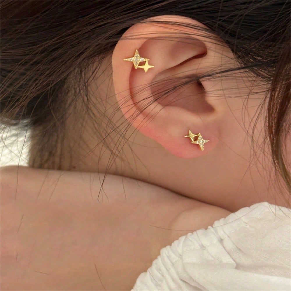Dainty Gold Star Stud Earrings For Women – Sparkling & Elegant With Pave Cubic Zirconia For Everyday Glamour – Hypoallergenic & Exceptionally Comfortable For Sensitive Ears – Perfect For Teens, Girls, Birthday Celebrations, Graduation Gifts, Adding Shine