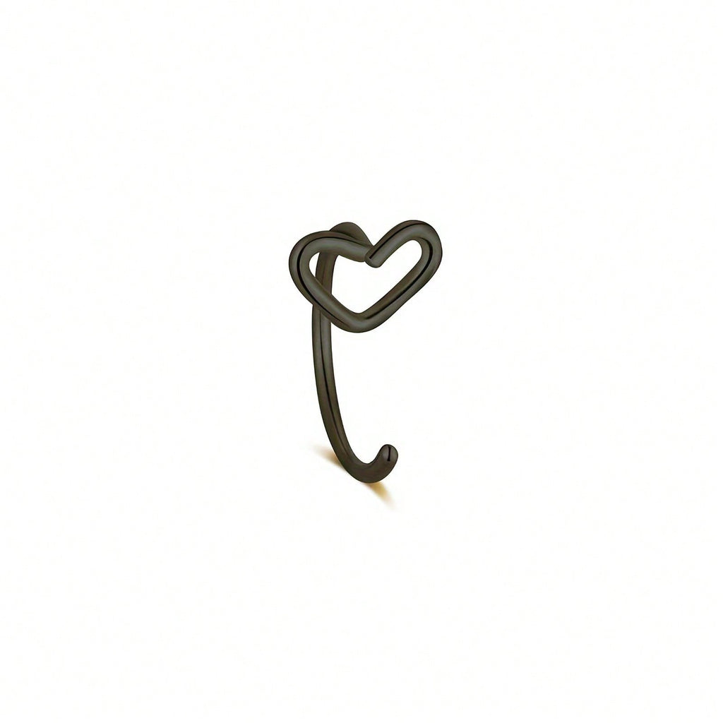 Dainty Heart Shaped Nose Ring Studs – Elegant Open Hoop Nose Piercing Jewelry In Gold, Silver, & Black Tones – Hypoallergenic & Super Comfortable For Everyday Wear, Parties, Festive Events, Weddings, And Body Piercing Enthusiasts – A Fashionable & Versati