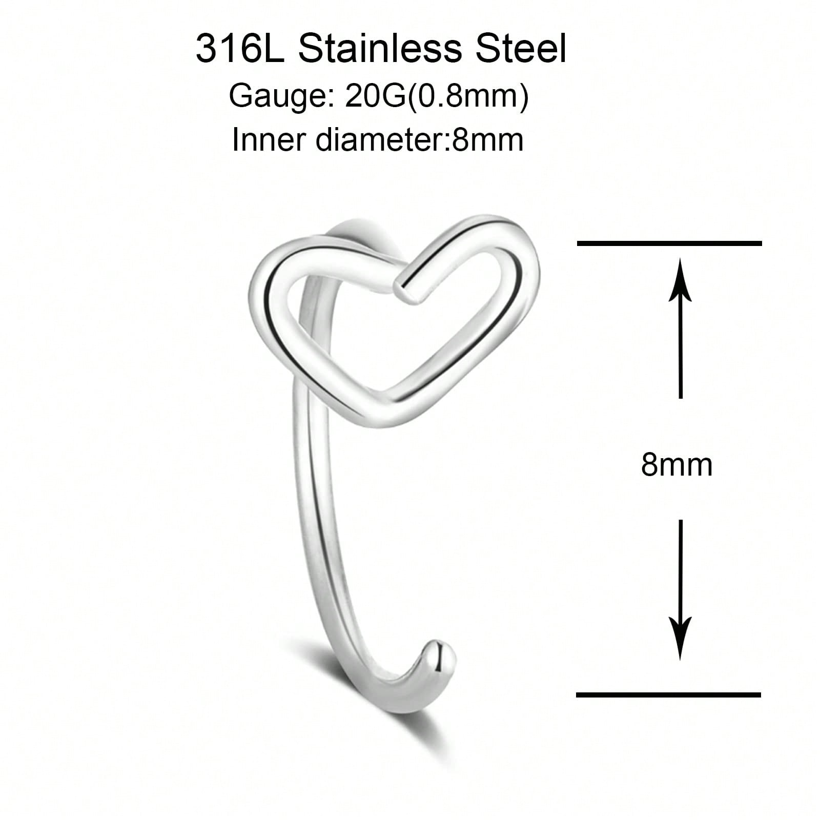 Dainty Heart Shaped Nose Ring Studs – Elegant Open Hoop Nose Piercing Jewelry In Gold, Silver, & Black Tones – Hypoallergenic & Super Comfortable For Everyday Wear, Parties, Festive Events, Weddings, And Body Piercing Enthusiasts – A Fashionable & Versati