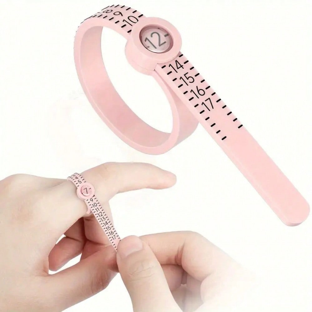 Adjustable Ring Sizer Measuring Tool For Accurate Finger Size – Reusable Pink Band For Men & Women, Ensuring A Perfect Fit Every Time – Essential For Confident Online Jewelry Shopping, Engagement Rings, Wedding Bands & Thoughtful Gift Giving – Easy-To-Use