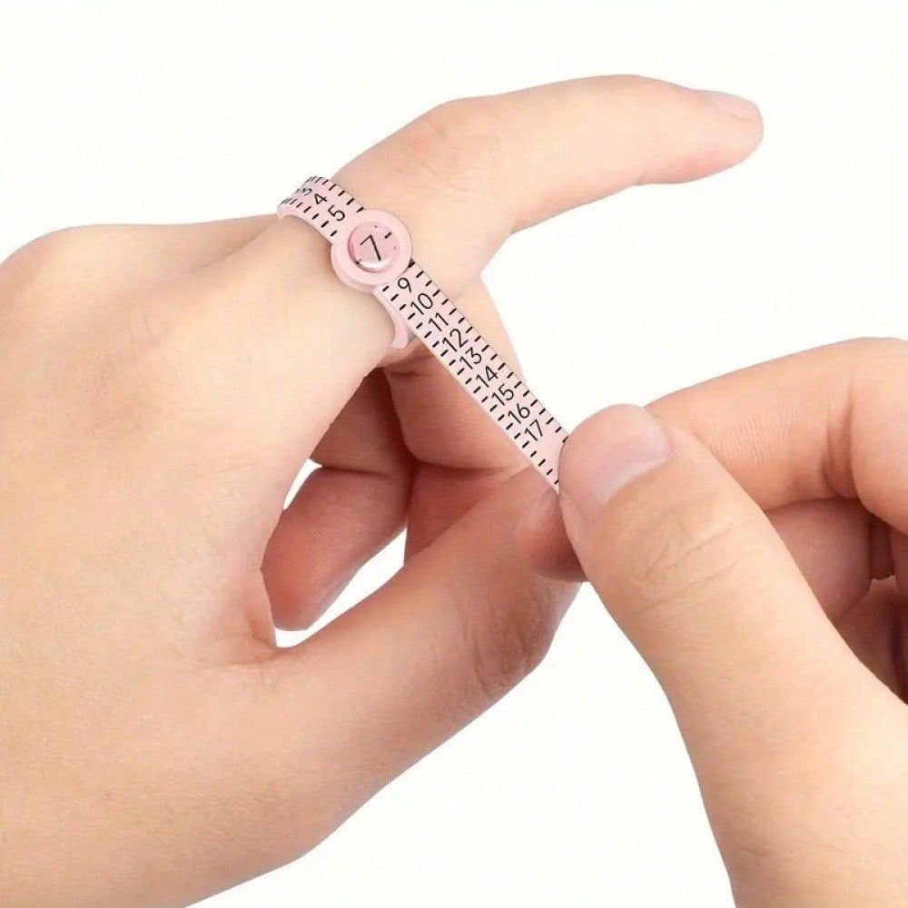 Adjustable Ring Sizer Measuring Tool For Accurate Finger Size – Reusable Pink Band For Men & Women, Ensuring A Perfect Fit Every Time – Essential For Confident Online Jewelry Shopping, Engagement Rings, Wedding Bands & Thoughtful Gift Giving – Easy-To-Use