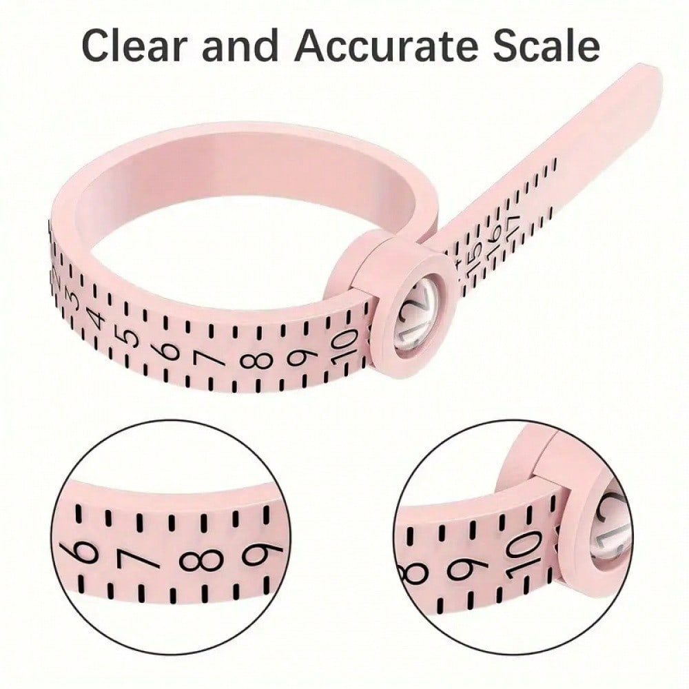 Adjustable Ring Sizer Measuring Tool For Accurate Finger Size – Reusable Pink Band For Men & Women, Ensuring A Perfect Fit Every Time – Essential For Confident Online Jewelry Shopping, Engagement Rings, Wedding Bands & Thoughtful Gift Giving – Easy-To-Use