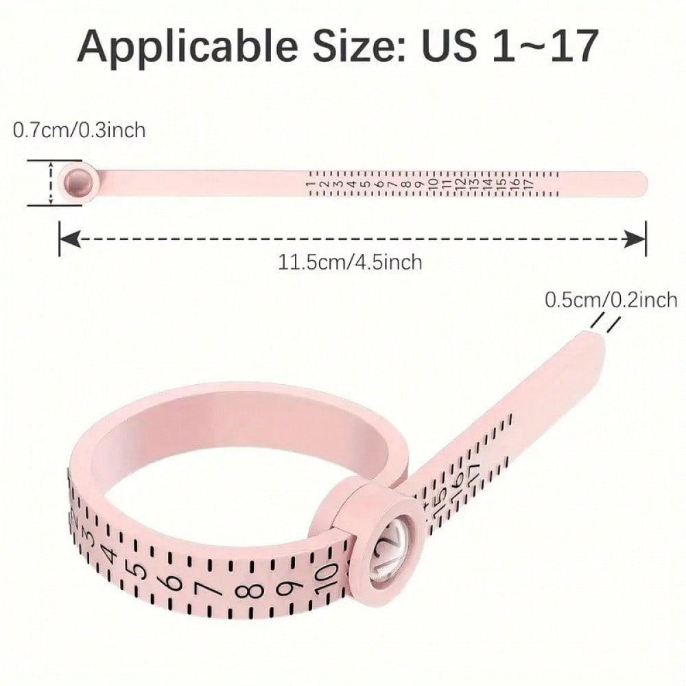 Adjustable Ring Sizer Measuring Tool For Accurate Finger Size – Reusable Pink Band For Men & Women, Ensuring A Perfect Fit Every Time – Essential For Confident Online Jewelry Shopping, Engagement Rings, Wedding Bands & Thoughtful Gift Giving – Easy-To-Use