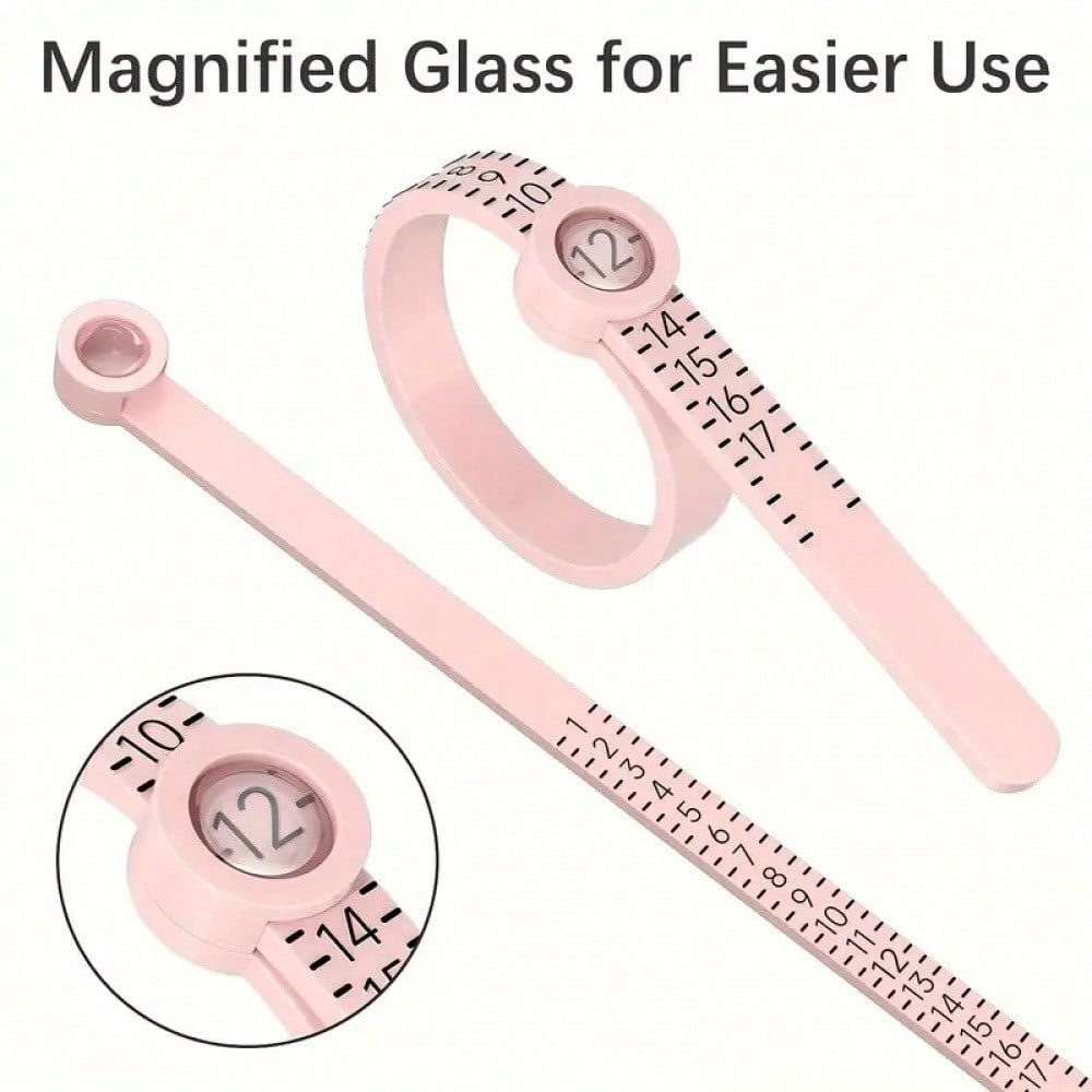 Adjustable Ring Sizer Measuring Tool For Accurate Finger Size – Reusable Pink Band For Men & Women, Ensuring A Perfect Fit Every Time – Essential For Confident Online Jewelry Shopping, Engagement Rings, Wedding Bands & Thoughtful Gift Giving – Easy-To-Use