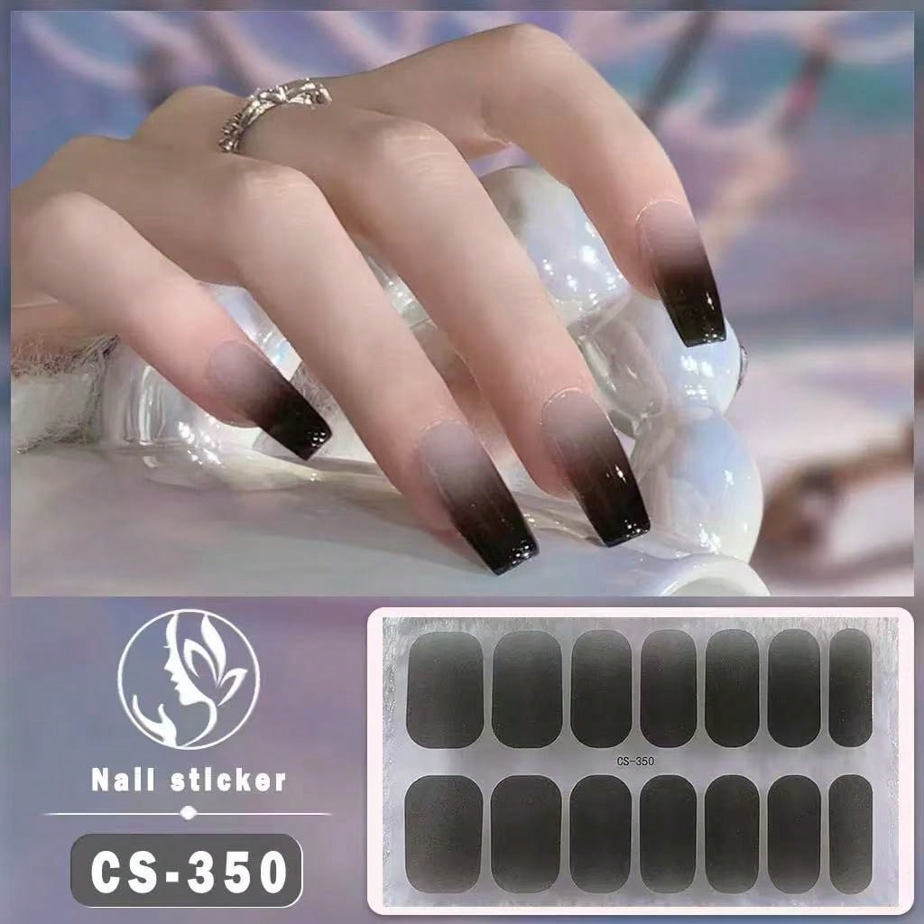 Sophisticated Dark Gradient French Tip Nail Stickers – Self-Adhesive Full Cover Nail Decals For Ombre Effect – Quick Application, Chip-Resistant, Durable Wear – Perfect For Busy Individuals, DIY Manicures, Nail Art Lovers, And Adding Glam To Any Outfit Fo