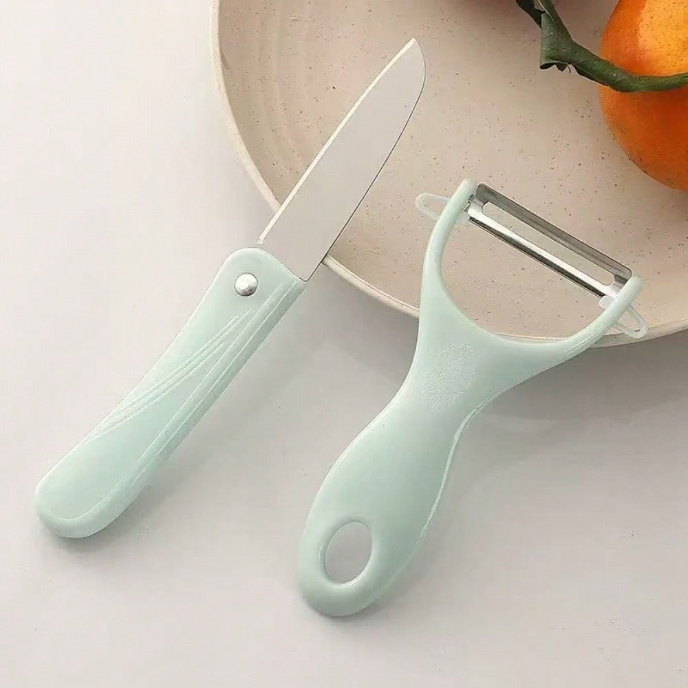 2pc Stainless Steel Double-Sided Vegetable Peeler & Fruit Paring Knife Set – Efficient And Versatile Kitchen Tools For Peeling Potatoes, Carrots, Fruits & More – Ergonomic Handle For Comfortable Grip – Durable & Easy To Clean – Perfect For Home Cooking, M