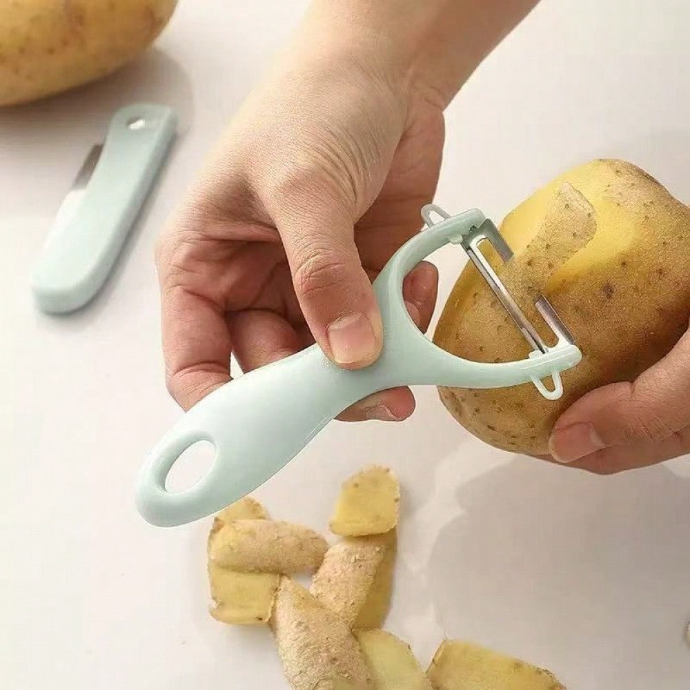 2pc Stainless Steel Double-Sided Vegetable Peeler & Fruit Paring Knife Set – Efficient And Versatile Kitchen Tools For Peeling Potatoes, Carrots, Fruits & More – Ergonomic Handle For Comfortable Grip – Durable & Easy To Clean – Perfect For Home Cooking, M