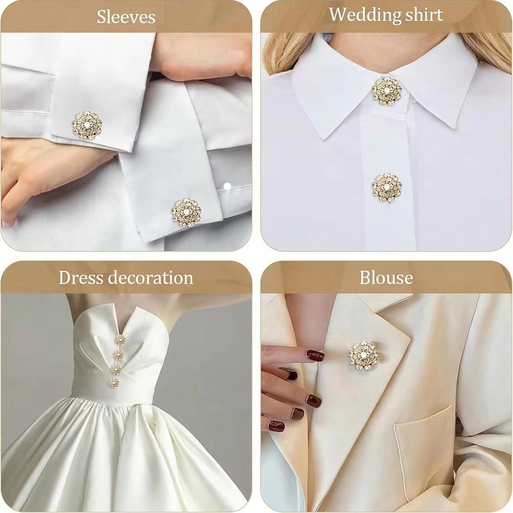 1PC No-Sew Reusable Rhinestone Button Cover For Ladies' Blouses – Chic Clip-On Crystal Button Prevents Shirt Gaps – Stylish Jewelry Accessory Adds Glamour To Office Wear, Formal Looks & Casual Outfits – Perfect For Daily Fashion & Special Occasions
