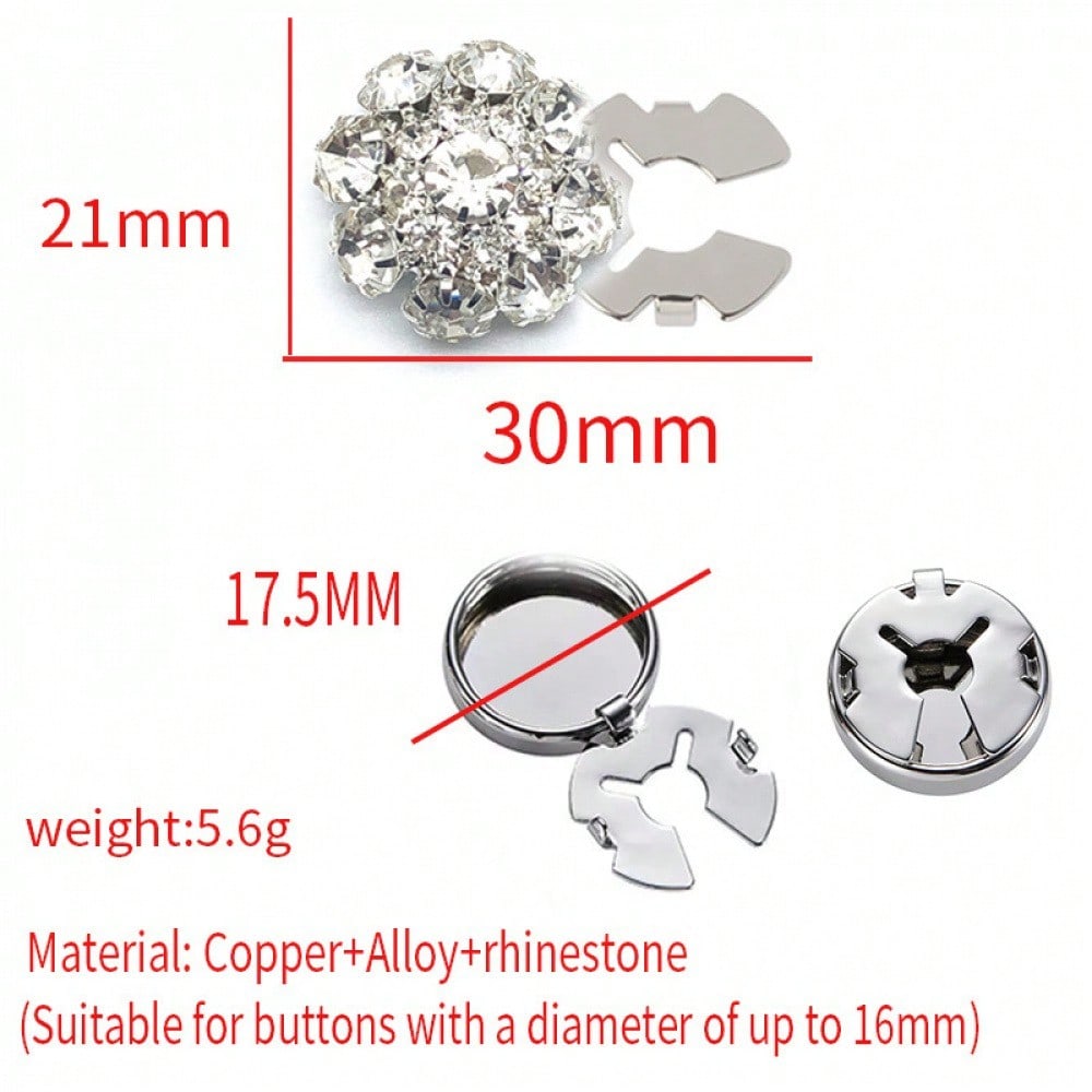 1PC No-Sew Reusable Rhinestone Button Cover For Ladies' Blouses – Chic Clip-On Crystal Button Prevents Shirt Gaps – Stylish Jewelry Accessory Adds Glamour To Office Wear, Formal Looks & Casual Outfits – Perfect For Daily Fashion & Special Occasions