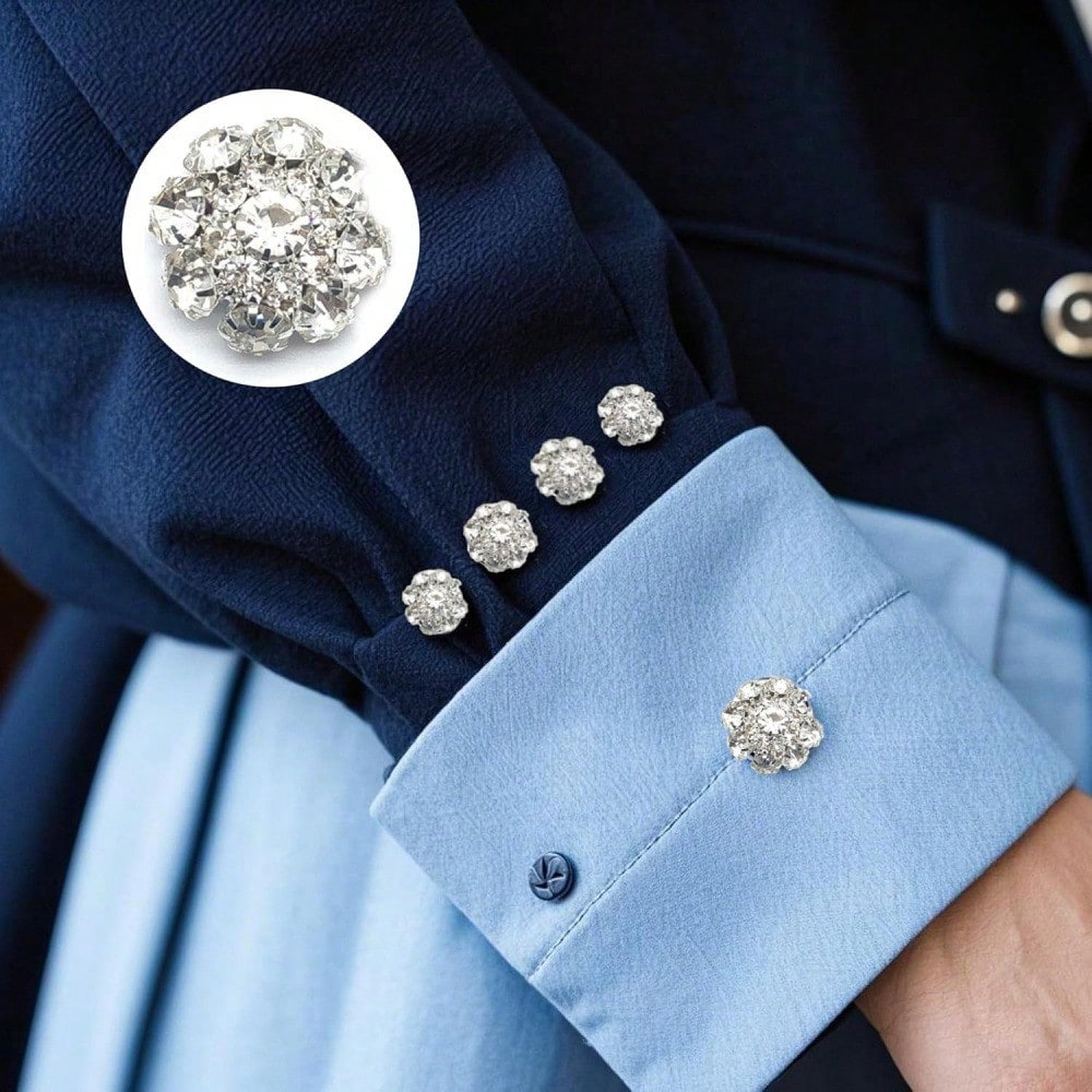 1PC No-Sew Reusable Rhinestone Button Cover For Ladies' Blouses – Chic Clip-On Crystal Button Prevents Shirt Gaps – Stylish Jewelry Accessory Adds Glamour To Office Wear, Formal Looks & Casual Outfits – Perfect For Daily Fashion & Special Occasions