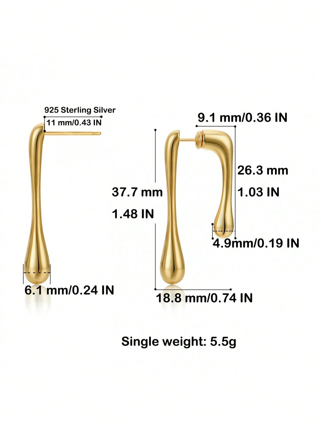 Modern Gold Tone Geometric Waterdrop Dangle Earrings – Chic Elongated Shape With Polished Gold Finish, Lightweight And Comfortable For All-Day Wear, Perfect For Casual Gatherings, Work, Parties, And Everyday Style – A Versatile And Sophisticated Accessory