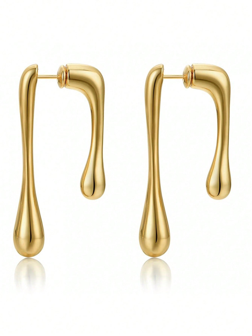 Modern Gold Tone Geometric Waterdrop Dangle Earrings – Chic Elongated Shape With Polished Gold Finish, Lightweight And Comfortable For All-Day Wear, Perfect For Casual Gatherings, Work, Parties, And Everyday Style – A Versatile And Sophisticated Accessory