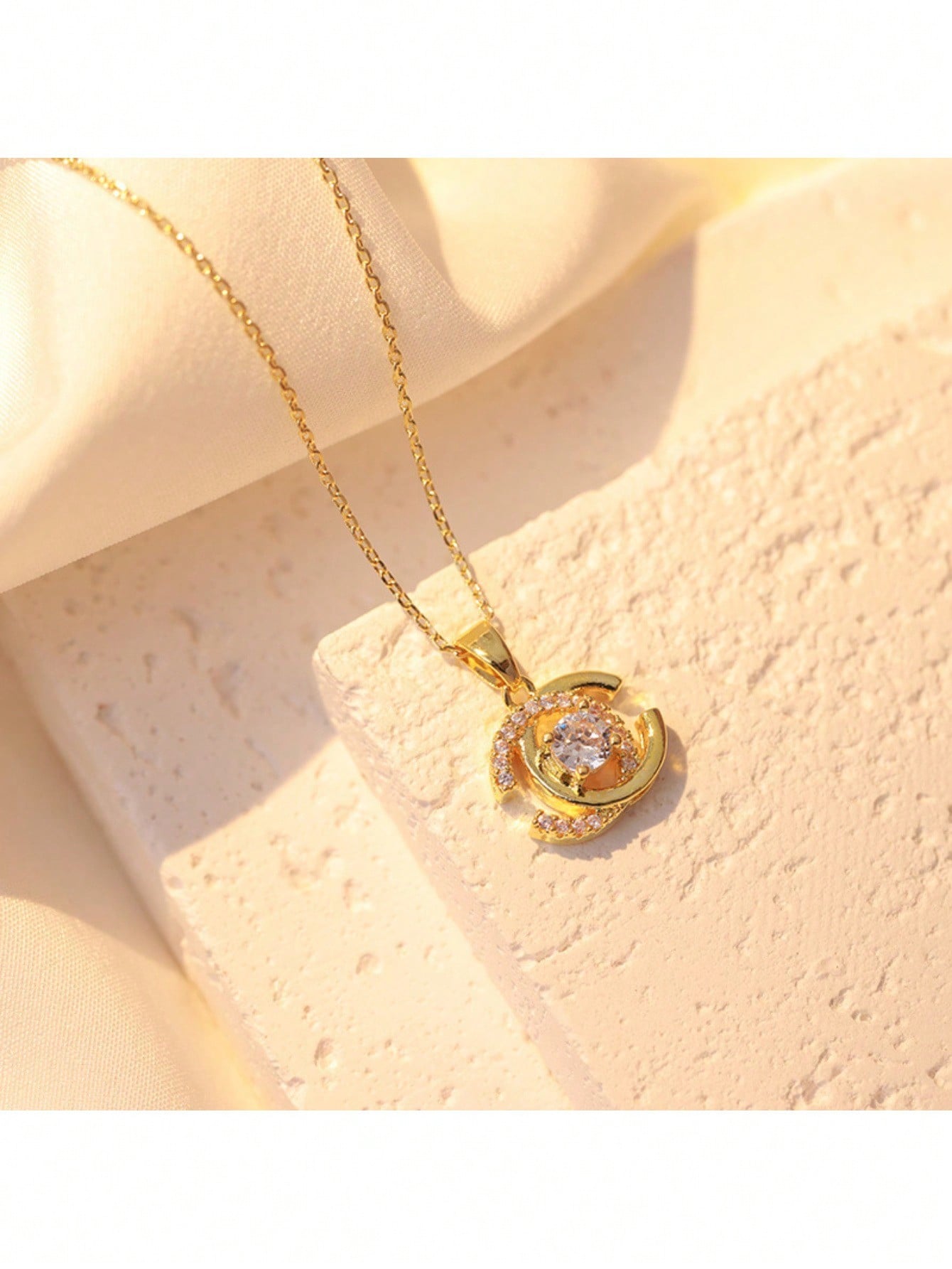 Elegant Gold Tone Interlocking C Pendant Necklace With Sparkling Cubic Zirconia – Luxury-Inspired Design Featuring Timeless Interlocking "C" Shape Adorned With Dazzling Stones, High-Quality Gold Finish, Hypoallergenic And Comfortable For Everyday Wear, Pe