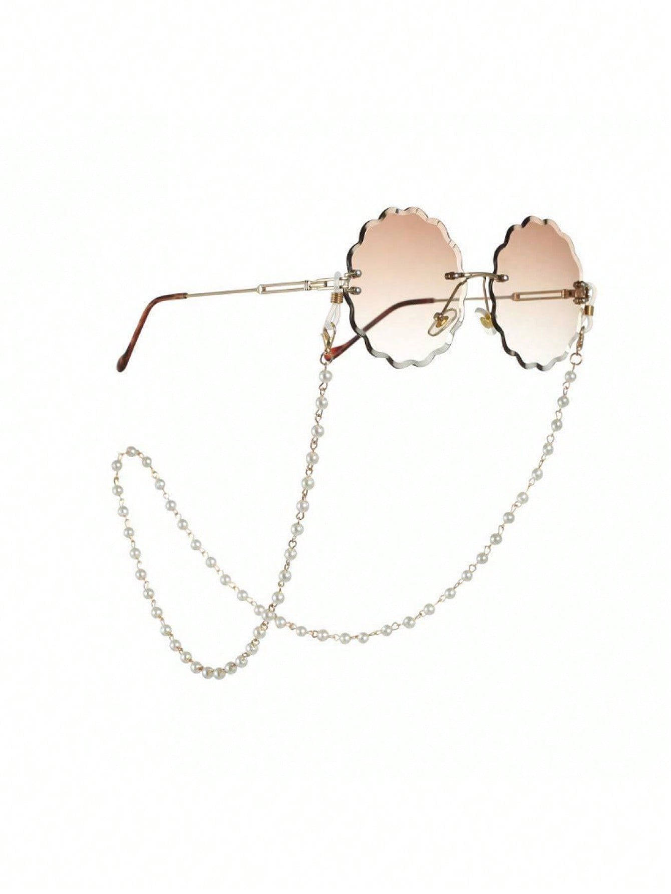 Elegant Faux Pearl And Gold Tone Eyeglass Chain – Stylish Beaded Sunglasses Strap Holder With Creamy White Imitation Pearls And Shiny Gold-Tone Chain, Secure Lobster Claw Clasps With Clear Rubber Ends For Eyeglasses, Sunglasses, Reading Glasses, And Face