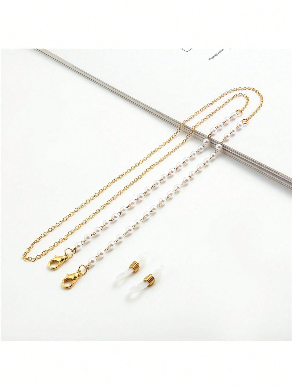 Elegant Faux Pearl And Gold Tone Eyeglass Chain – Stylish Beaded Sunglasses Strap Holder With Creamy White Imitation Pearls And Shiny Gold-Tone Chain, Secure Lobster Claw Clasps With Clear Rubber Ends For Eyeglasses, Sunglasses, Reading Glasses, And Face