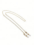 Elegant Faux Pearl And Gold Tone Eyeglass Chain – Stylish Beaded Sunglasses Strap Holder With Creamy White Imitation Pearls And Shiny Gold-Tone Chain, Secure Lobster Claw Clasps With Clear Rubber Ends For Eyeglasses, Sunglasses, Reading Glasses, And Face
