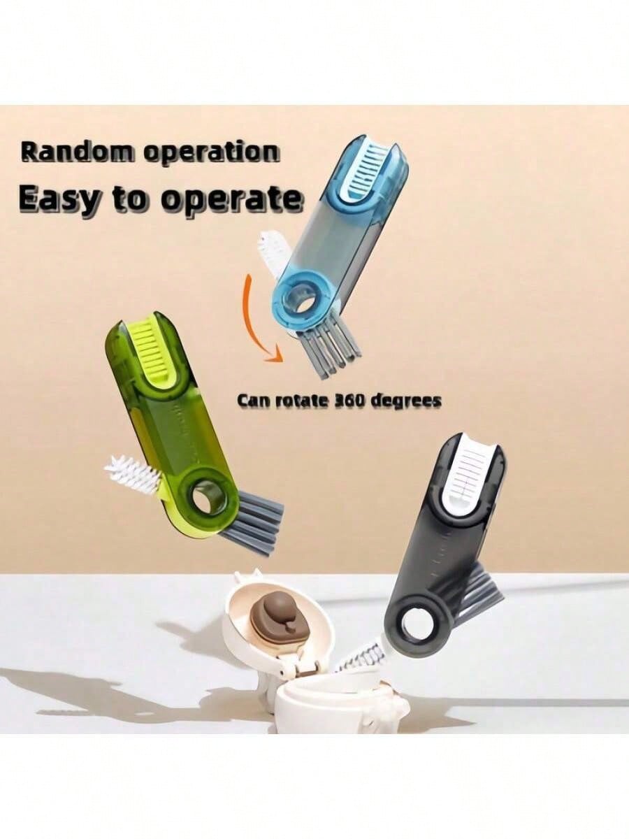3-In-1 Multifunctional Cup Bottle Cleaning Brush – Mini Lid Cleaner With Grooves And Gaps For Easy Cleaning, Perfect For Kitchens And Bathrooms, Versatile Brush For Cleaning Bottles, Cups, Lids, And Other Household Items, Compact And Efficient Design For