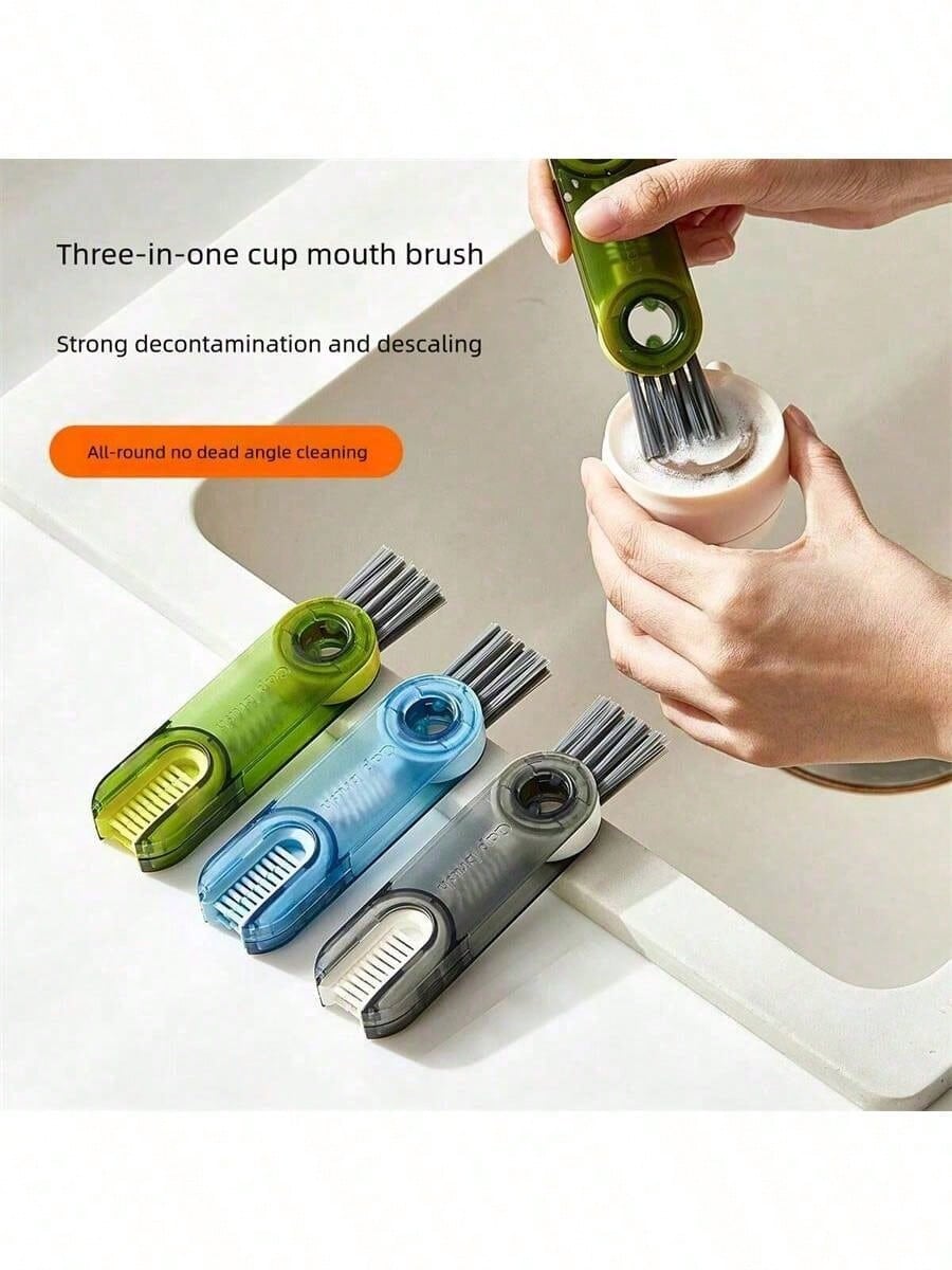 3-In-1 Multifunctional Cup Bottle Cleaning Brush – Mini Lid Cleaner With Grooves And Gaps For Easy Cleaning, Perfect For Kitchens And Bathrooms, Versatile Brush For Cleaning Bottles, Cups, Lids, And Other Household Items, Compact And Efficient Design For