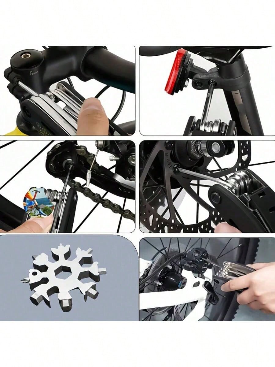 18-In-1 Snowflake Multifunctional Tool – Stainless Steel Wrench With Flat Head And Cross Screwdriver Set, Portable Keychain Multi-Tool For Daily Use, Compact Design For Easy Carry, Ideal For Men Who Love Practical And Versatile Tools, Perfect For Quick Fi