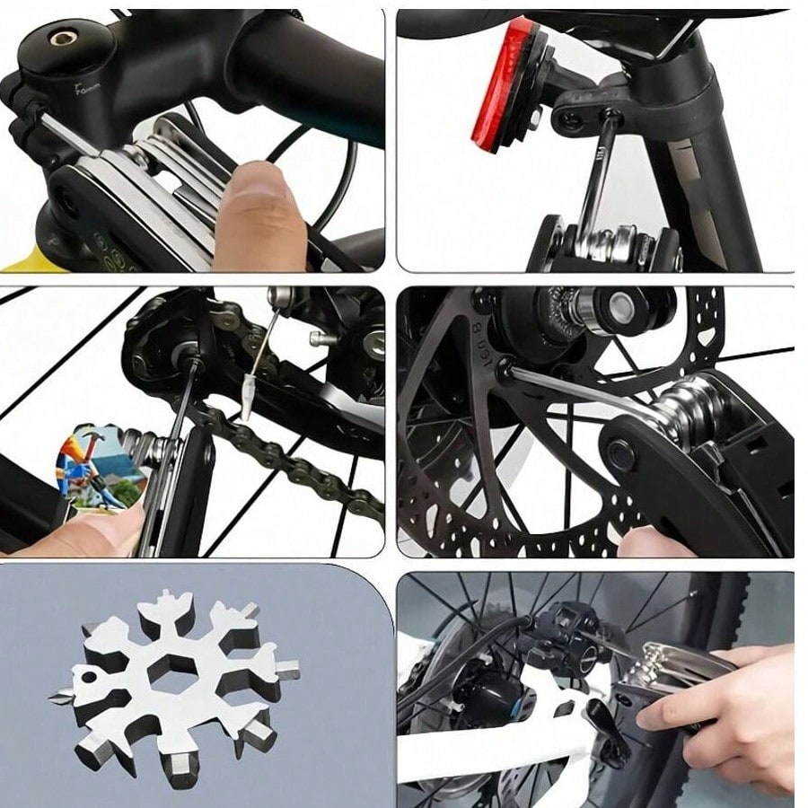 18-In-1 Snowflake Multifunctional Tool – Stainless Steel Wrench With Flat Head And Cross Screwdriver Set, Portable Keychain Multi-Tool For Daily Use, Compact Design For Easy Carry, Ideal For Men Who Love Practical And Versatile Tools, Perfect For Quick Fi