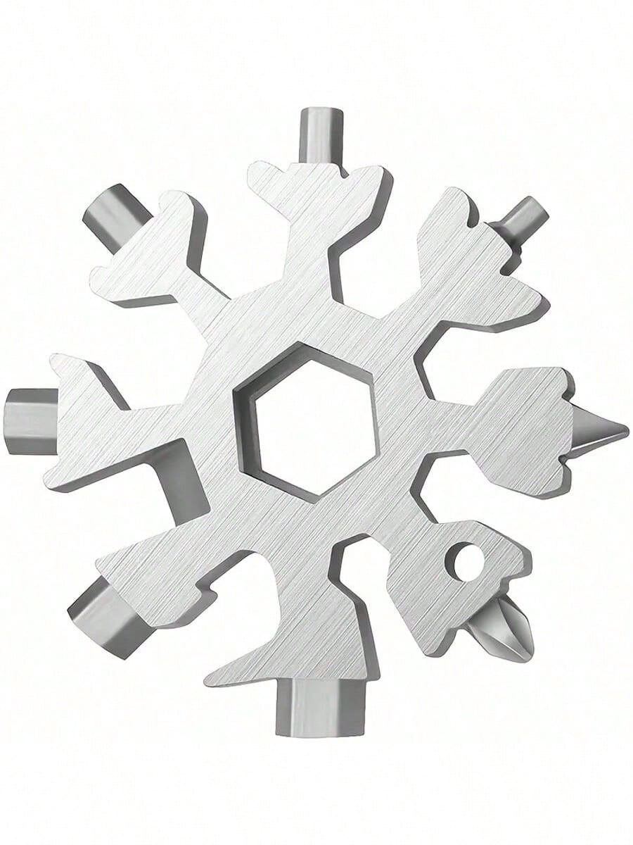 18-In-1 Snowflake Multifunctional Tool – Stainless Steel Wrench With Flat Head And Cross Screwdriver Set, Portable Keychain Multi-Tool For Daily Use, Compact Design For Easy Carry, Ideal For Men Who Love Practical And Versatile Tools, Perfect For Quick Fi