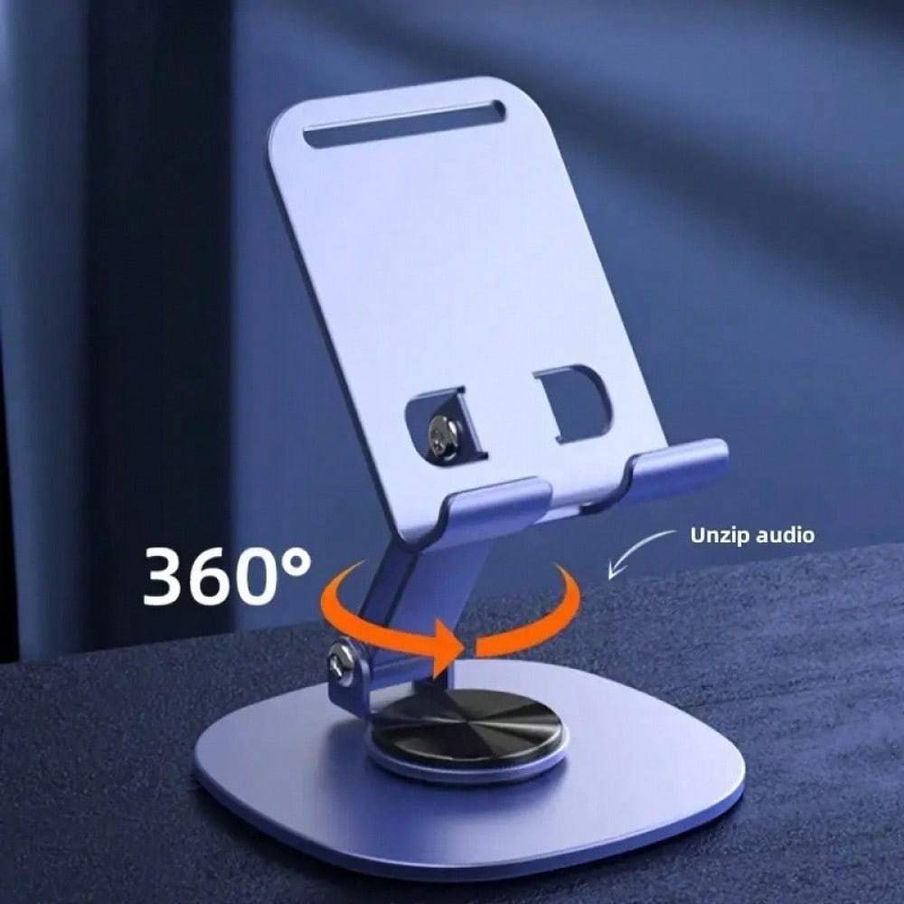 360° Rotating Metal Phone Stand For Desk – Heavy-Duty Adjustable Cell Phone Holder With Anti-Slip Base – Universal Desktop Mount For Smartphones, Tablets & E-Readers – Perfect For Office, Home, Kitchen, Video Calls, Online Learning & Hands-Free Viewing Co